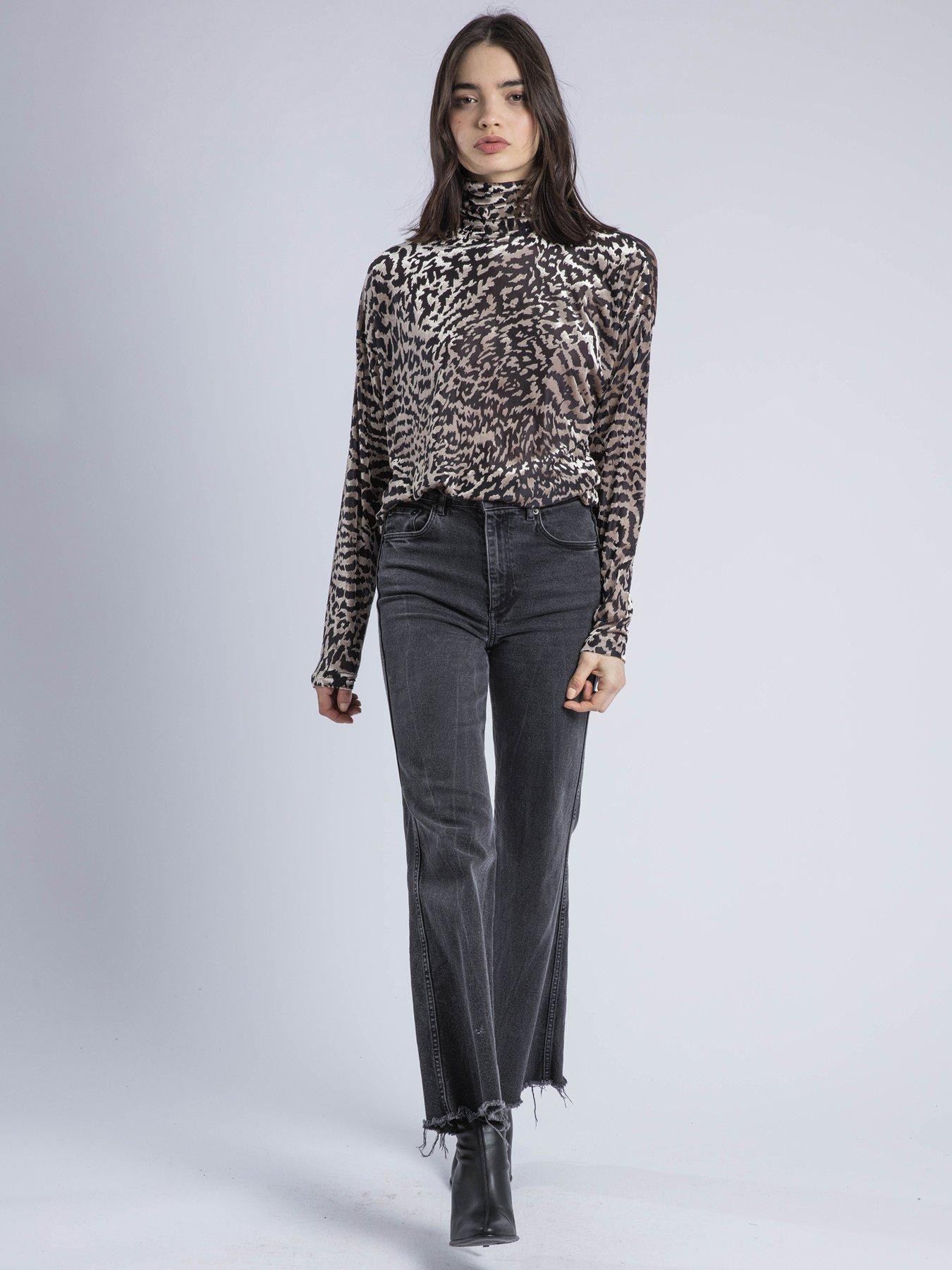 Image 5 of 6 of Religion Loose Emmy Turtle Neck Velvet Jersey Zebra Top - Animal