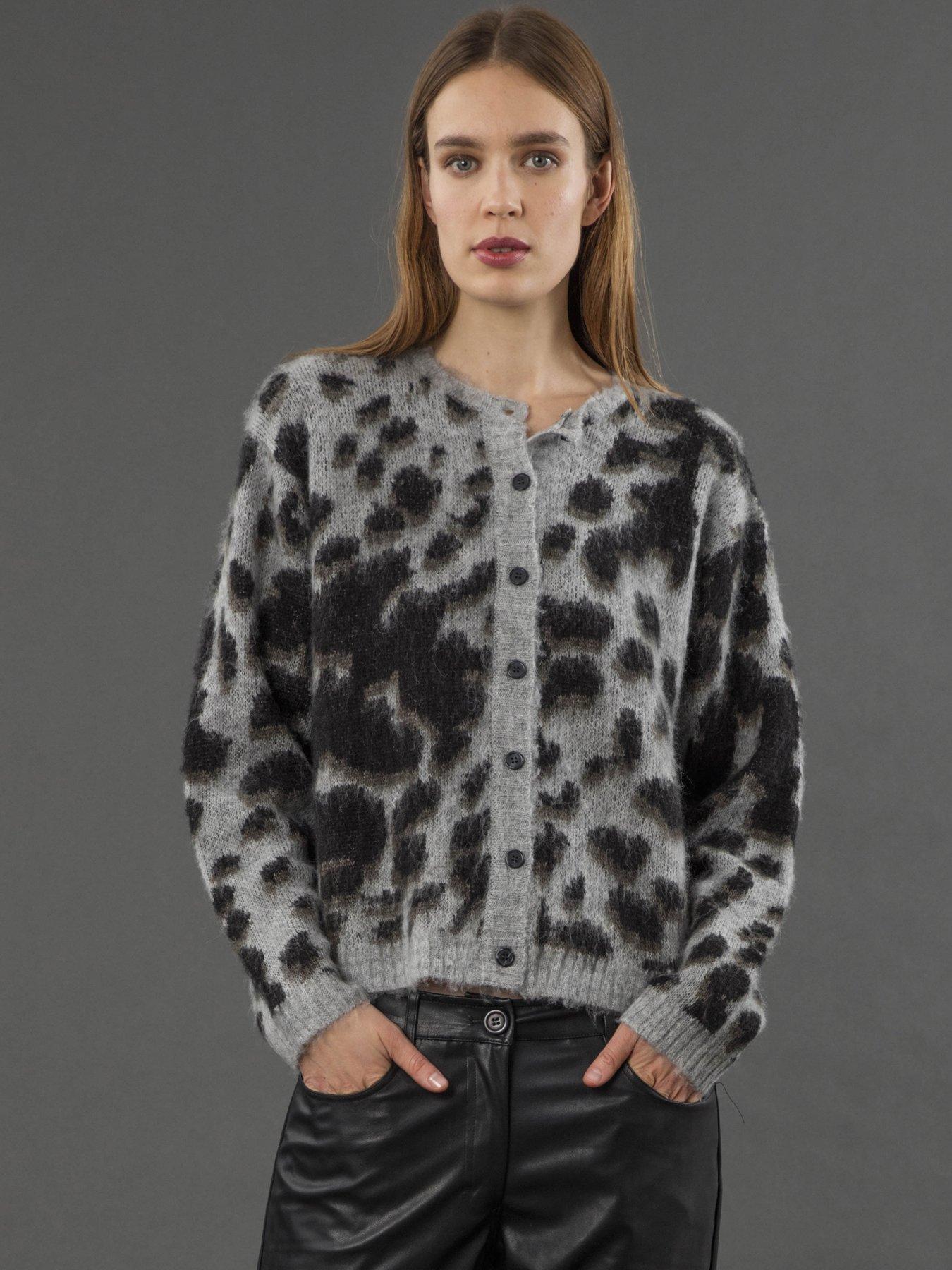 undefined Erin Button Through Animal Print Cardigan - Animal