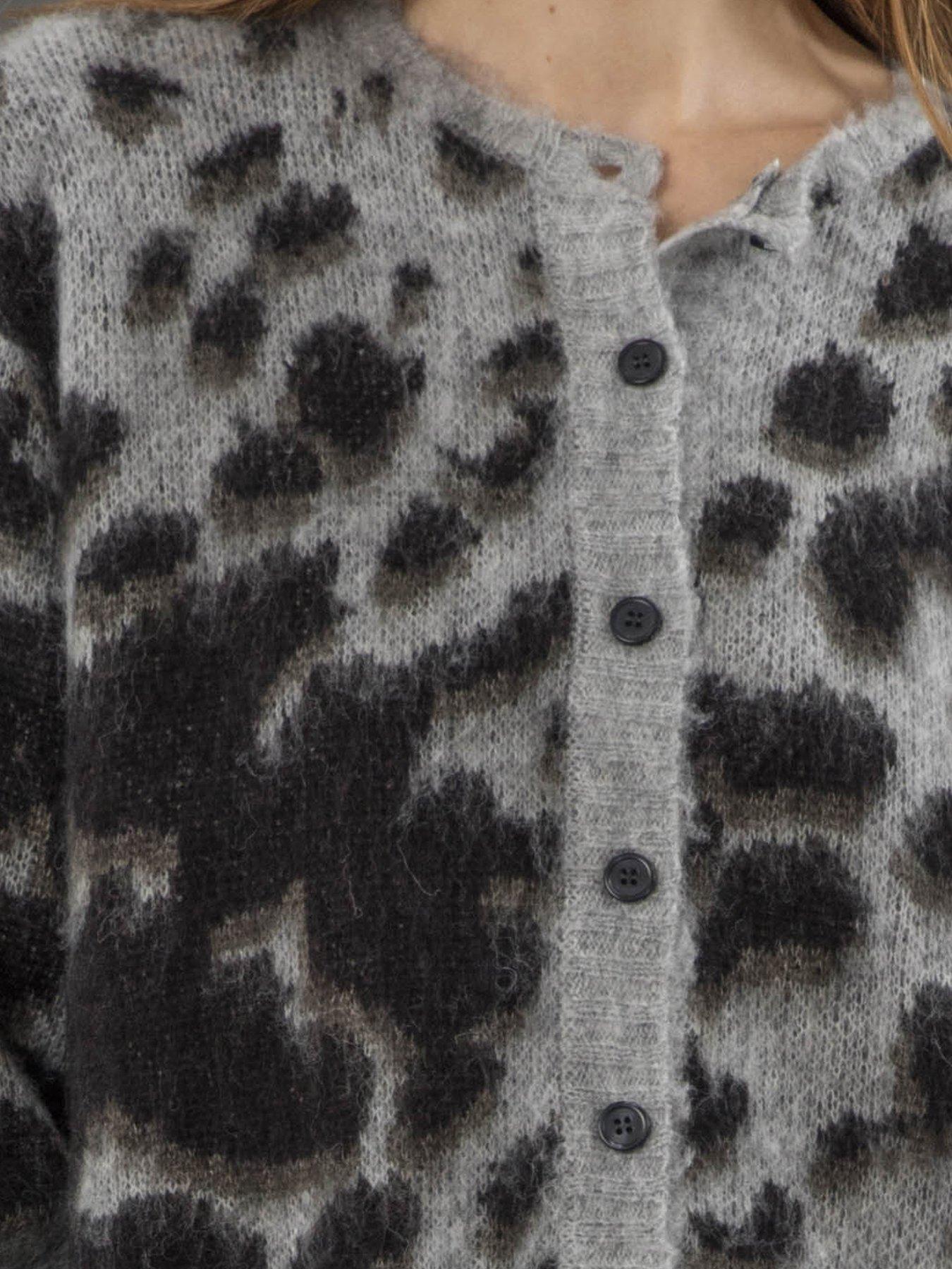  image of religion-erin-button-through-animal-print-cardigan-animal