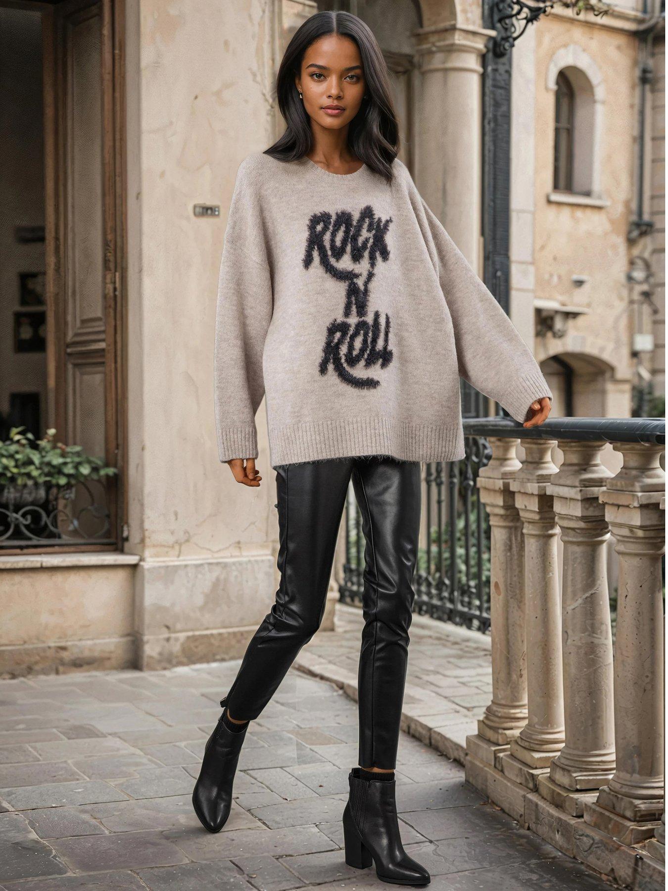 Image 1 of 6 of Religion Hatty Oversized Rock N' Roll Jumper - Nude