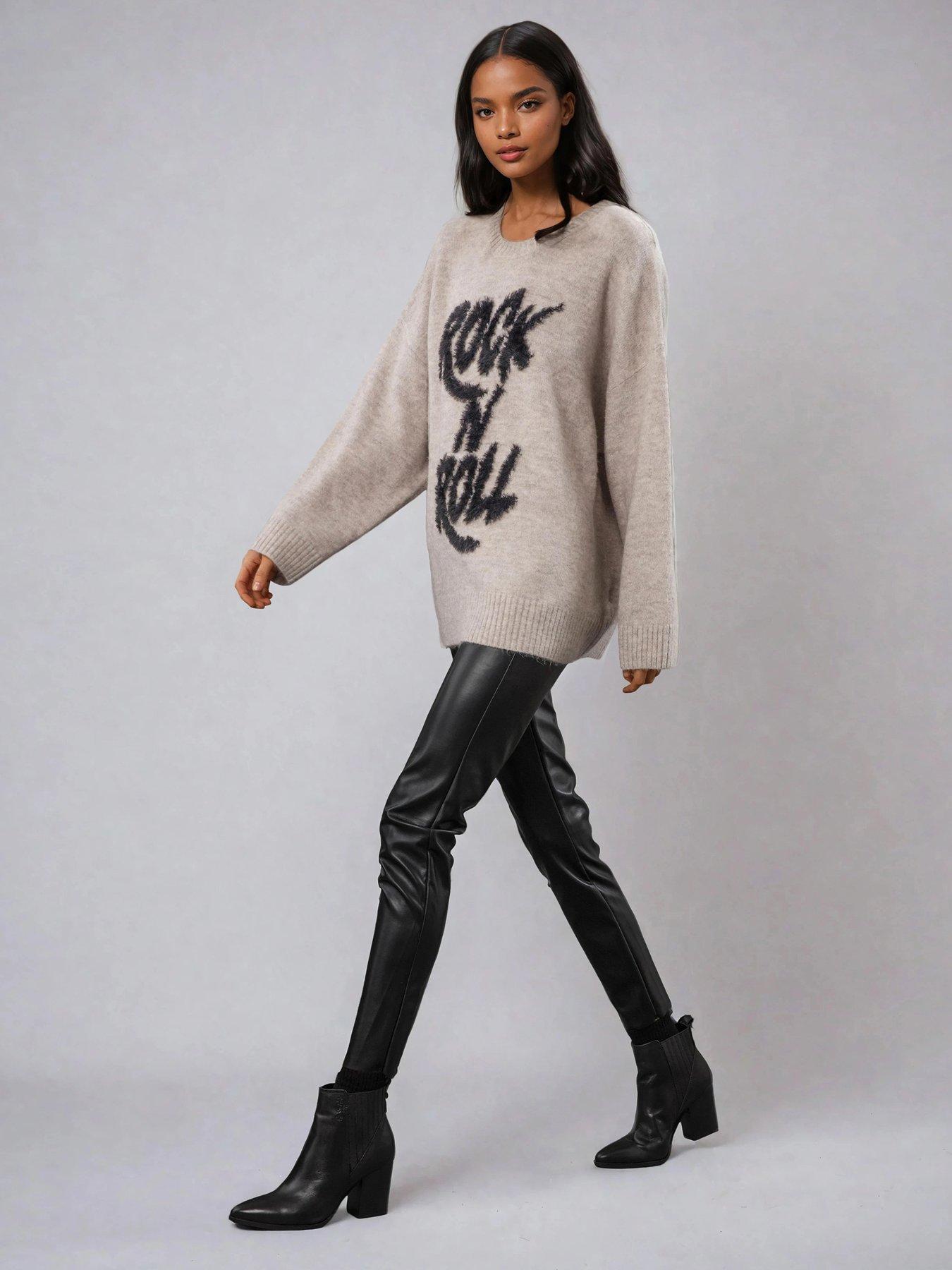 Image 3 of 6 of Religion Hatty Oversized Rock N' Roll Jumper - Nude