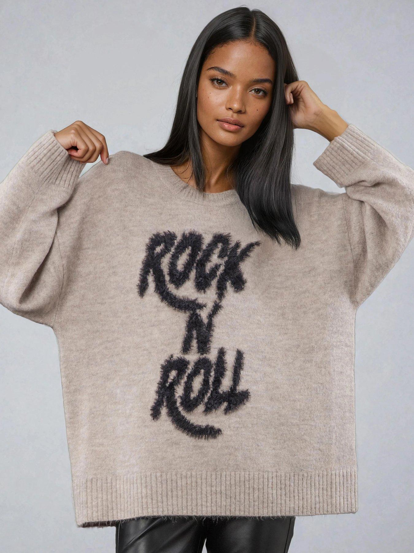 Image 4 of 6 of Religion Hatty Oversized Rock N' Roll Jumper - Nude