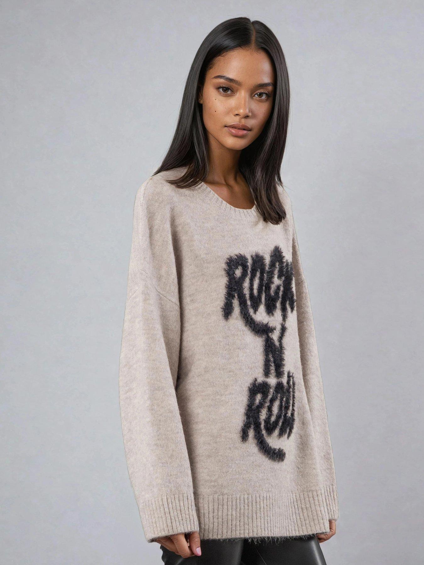 Image 5 of 6 of Religion Hatty Oversized Rock N' Roll Jumper - Nude