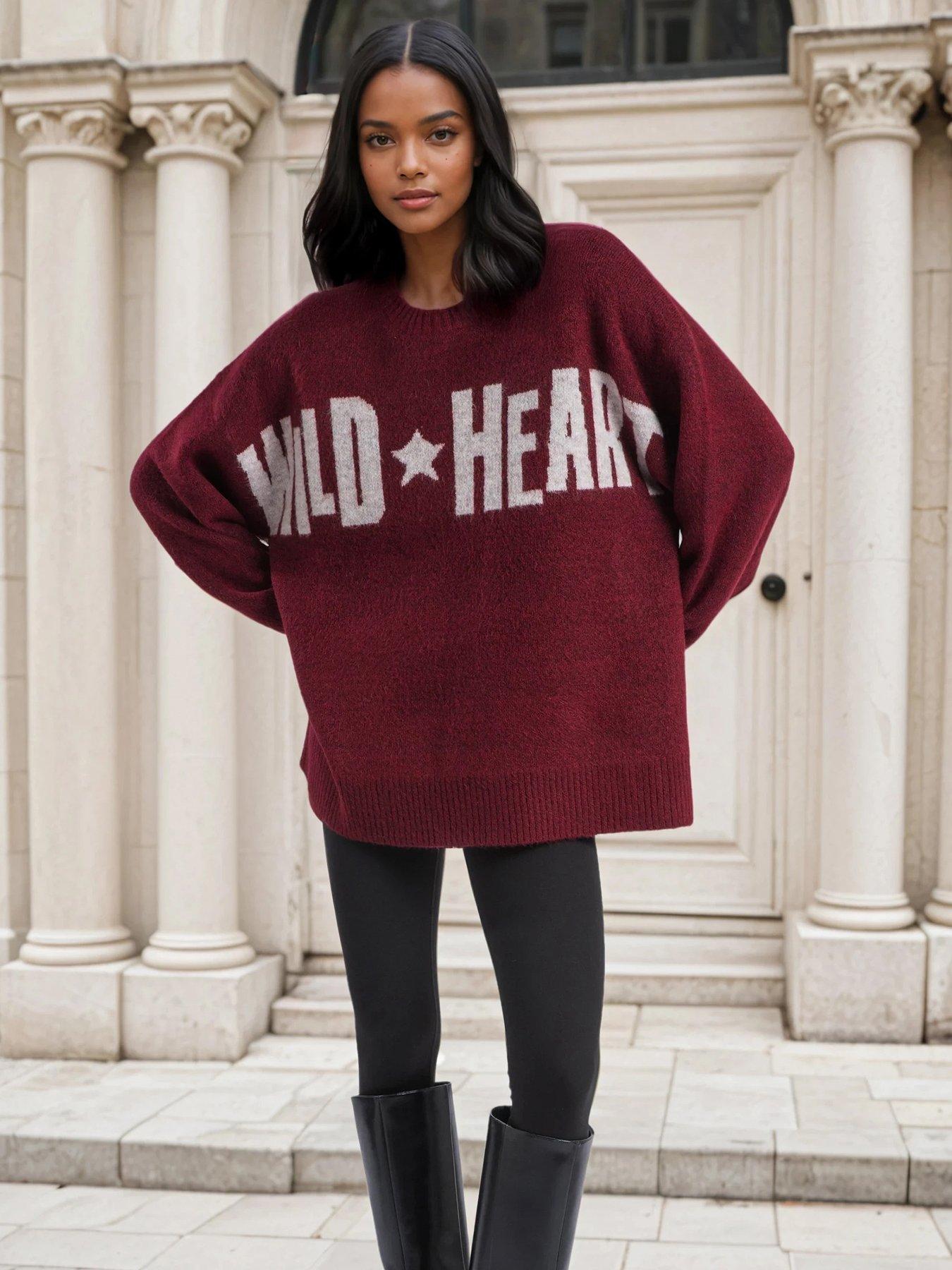 Image 1 of 6 of Religion Hatty Wild Heart Overszied Jumper - Red