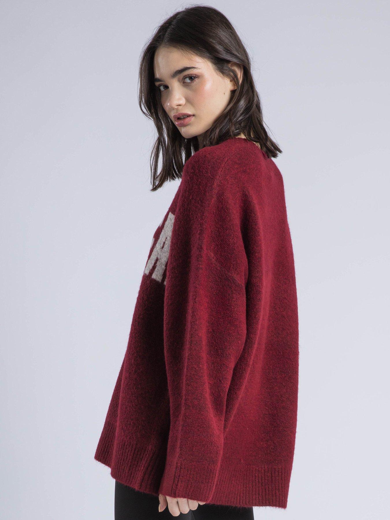 Image 2 of 6 of Religion Hatty Wild Heart Overszied Jumper - Red