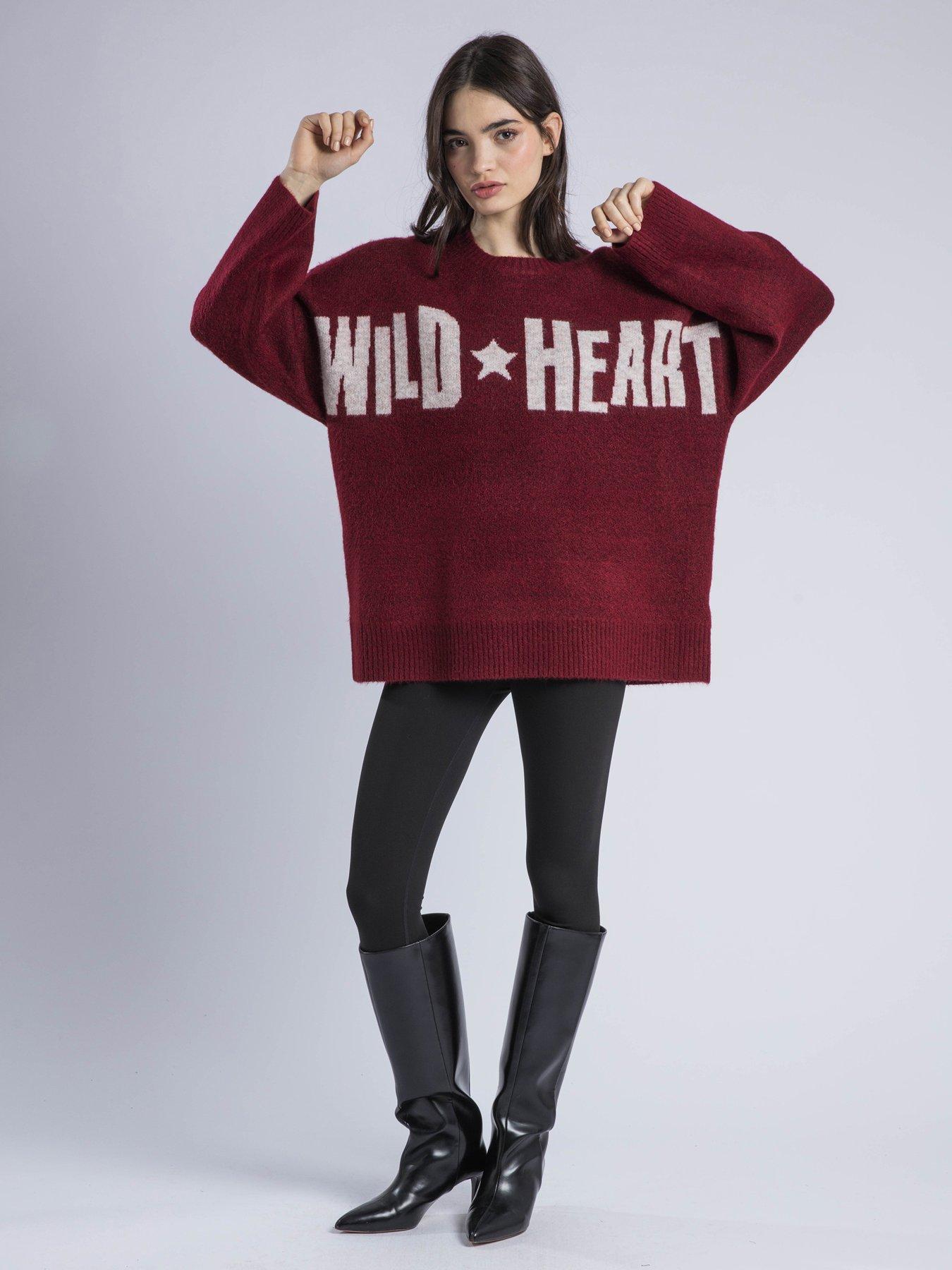 Image 3 of 6 of Religion Hatty Wild Heart Overszied Jumper - Red