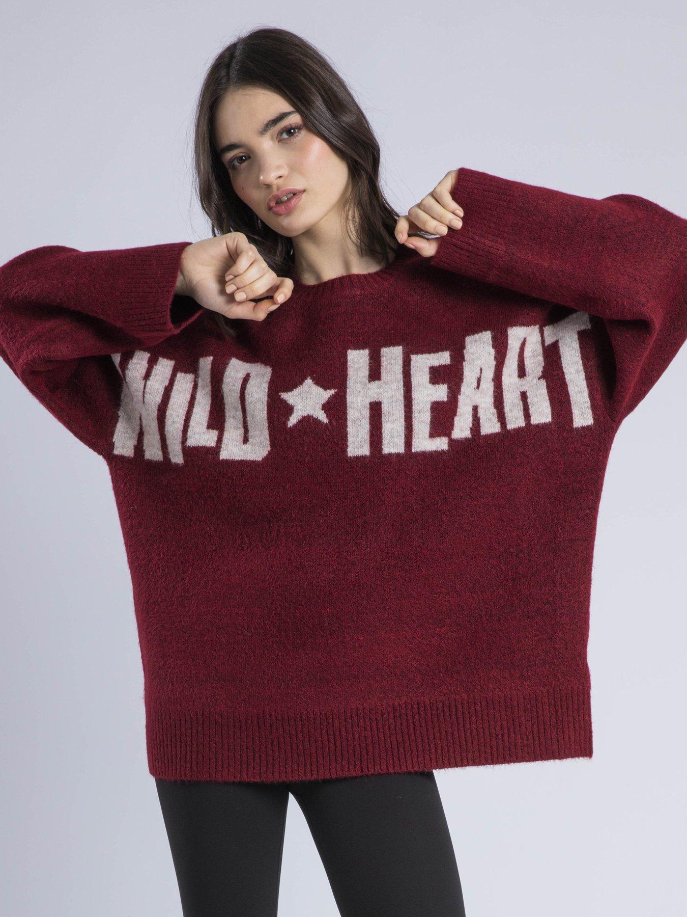 Image 4 of 6 of Religion Hatty Wild Heart Overszied Jumper - Red