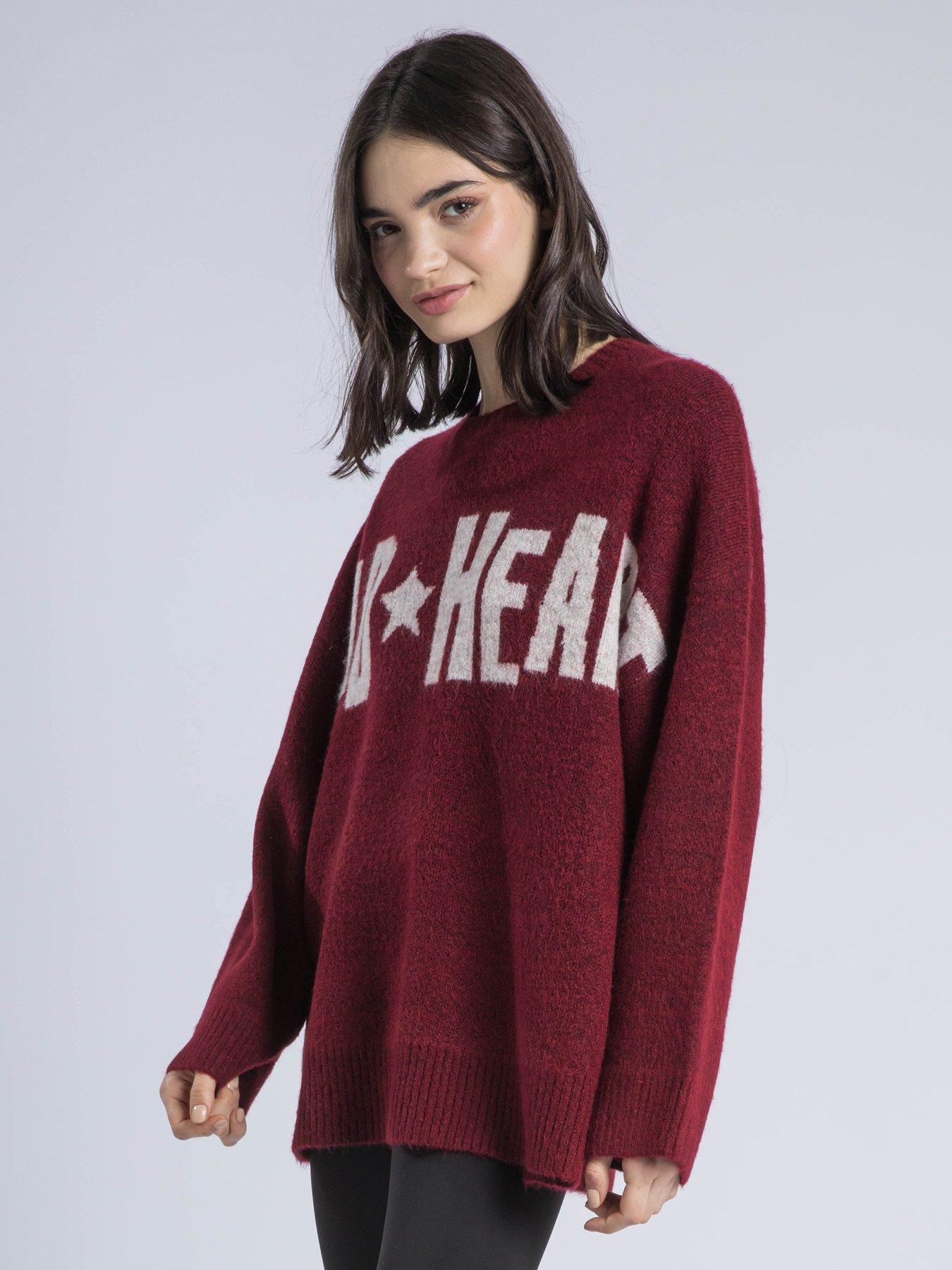 Image 5 of 6 of Religion Hatty Wild Heart Overszied Jumper - Red