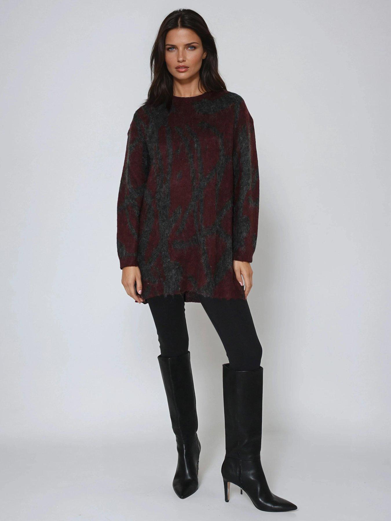 Image 3 of 6 of Religion Maya Zip Through Abstract Stripe Jacquard Cardigan - Grey