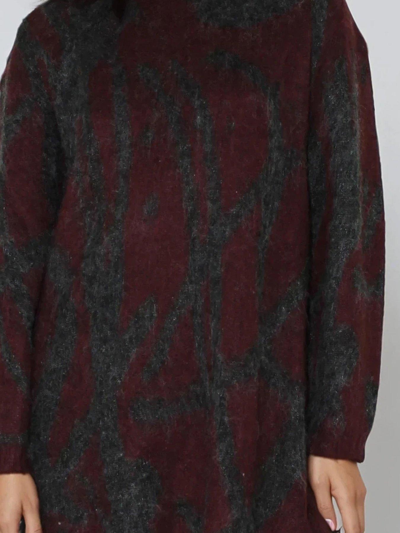 Image 6 of 6 of Religion Maya Zip Through Abstract Stripe Jacquard Cardigan - Grey