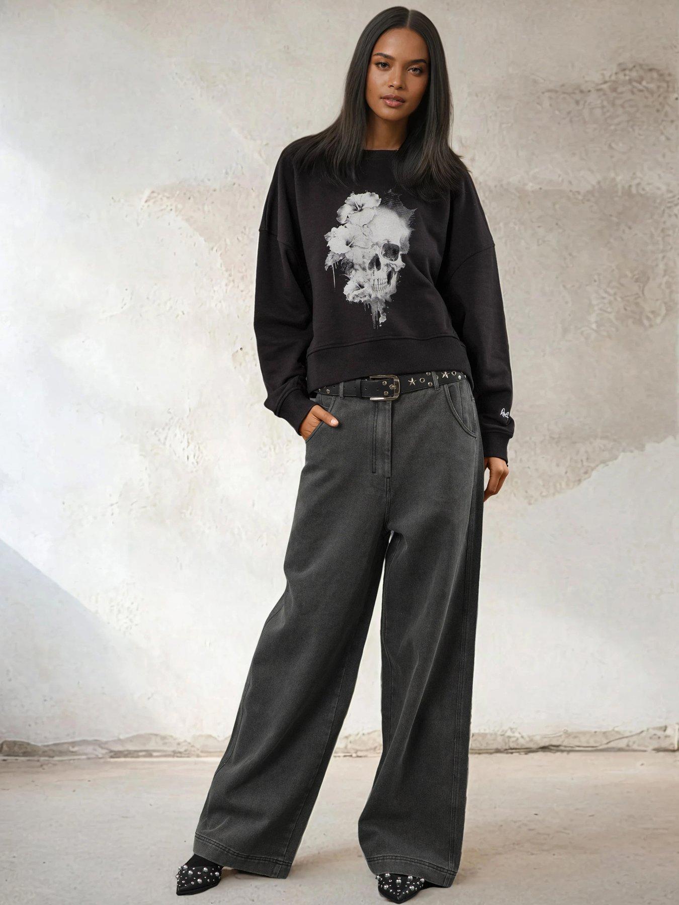 Image 3 of 5 of Religion Flora Batwing Graphic Sweatshirt - Black