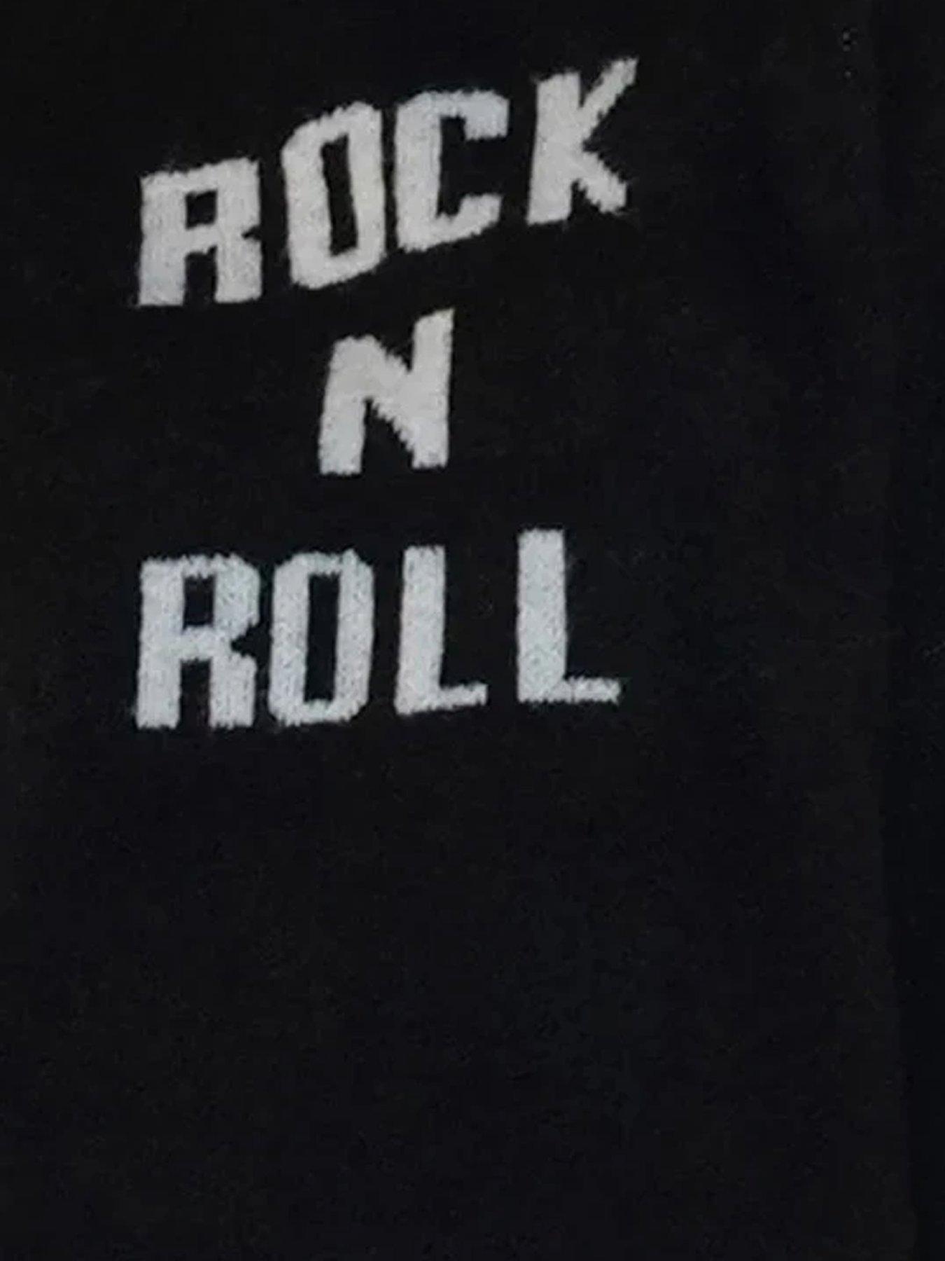  image of religion-rock-n-roll-slogan-courtney-soft-yarn-hoody-jumper-black