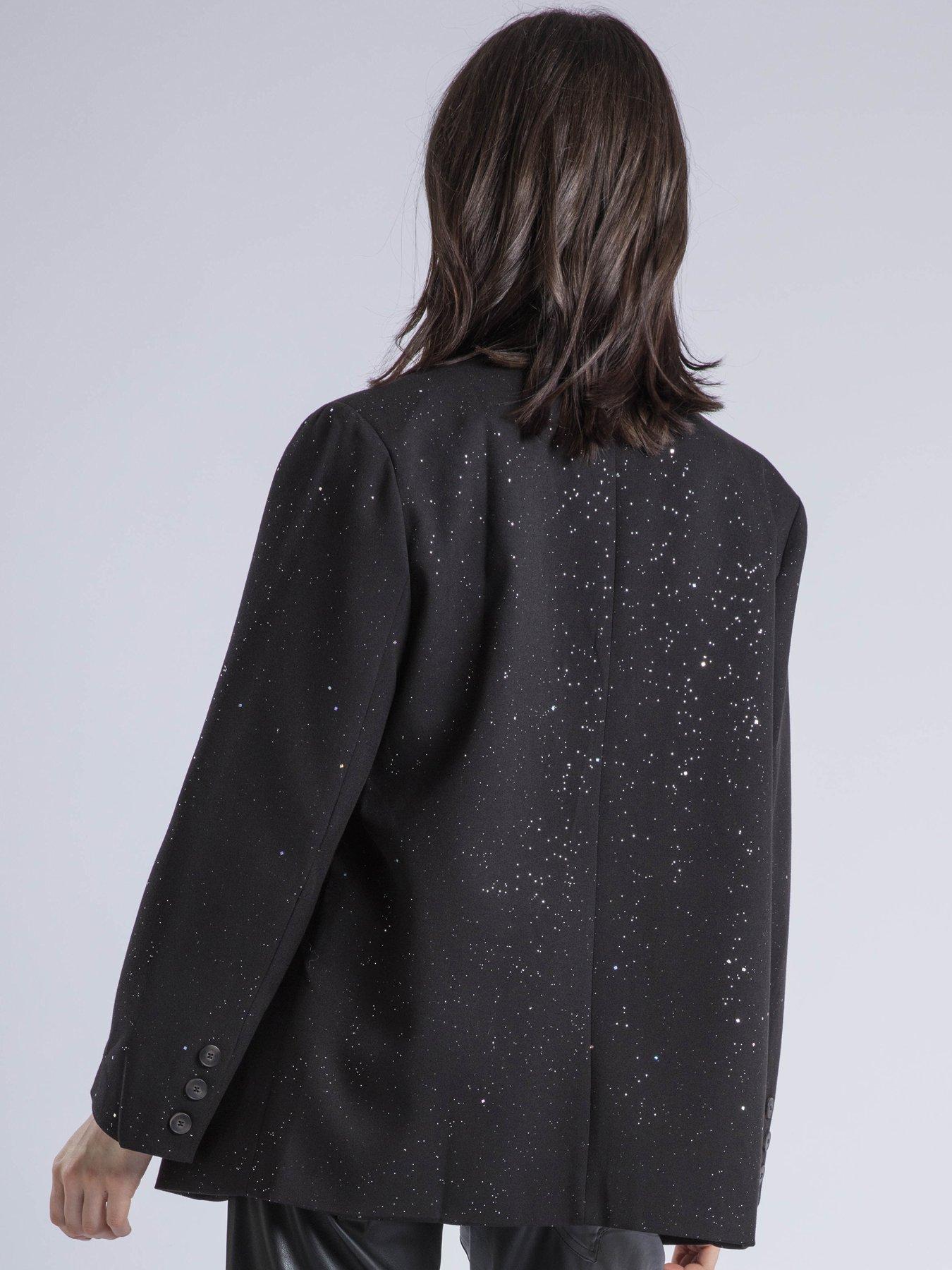 Image 2 of 6 of Religion Emily Collarless Foil Tie Blazer - Black