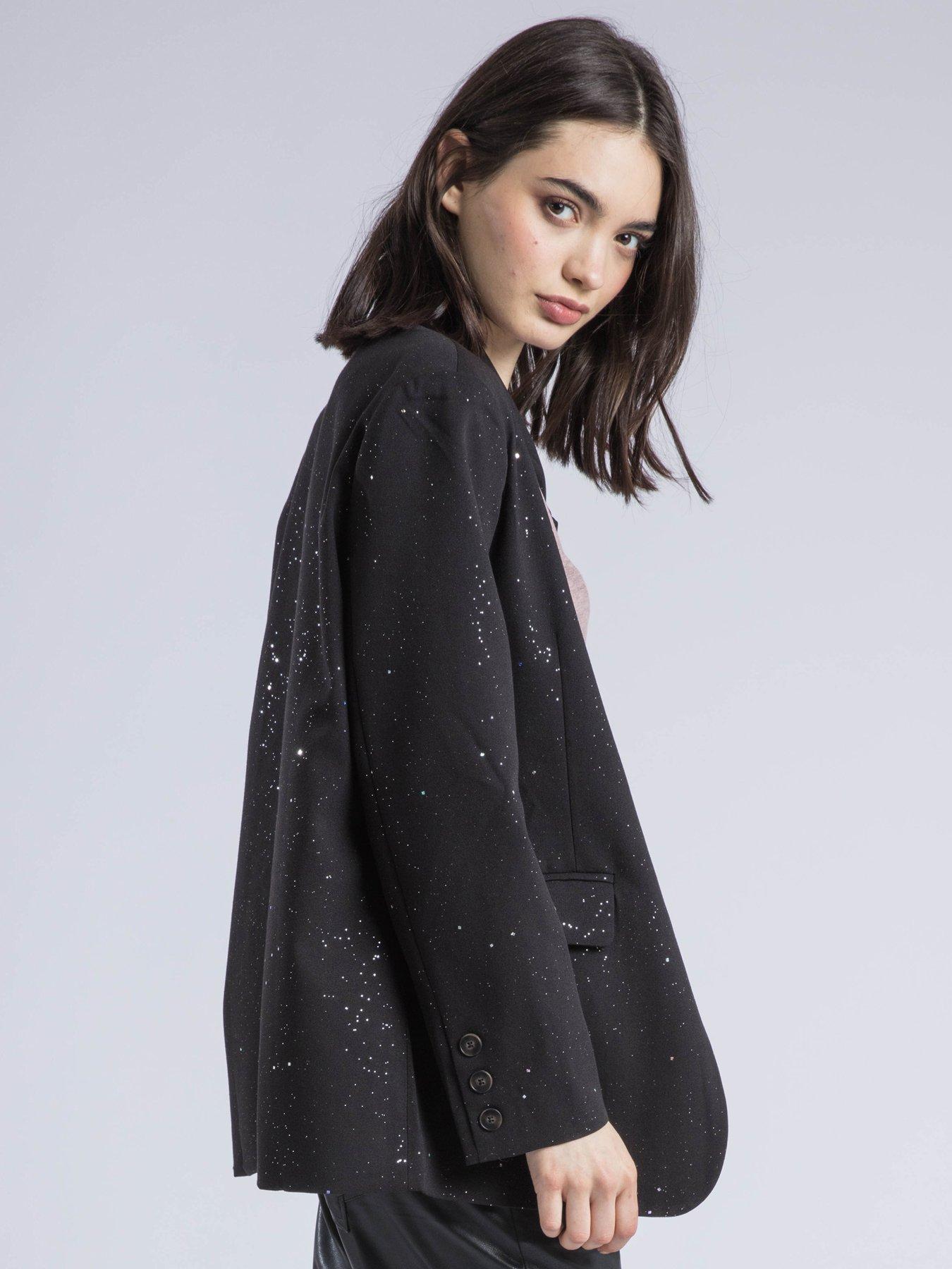 Image 5 of 6 of Religion Emily Collarless Foil Tie Blazer - Black