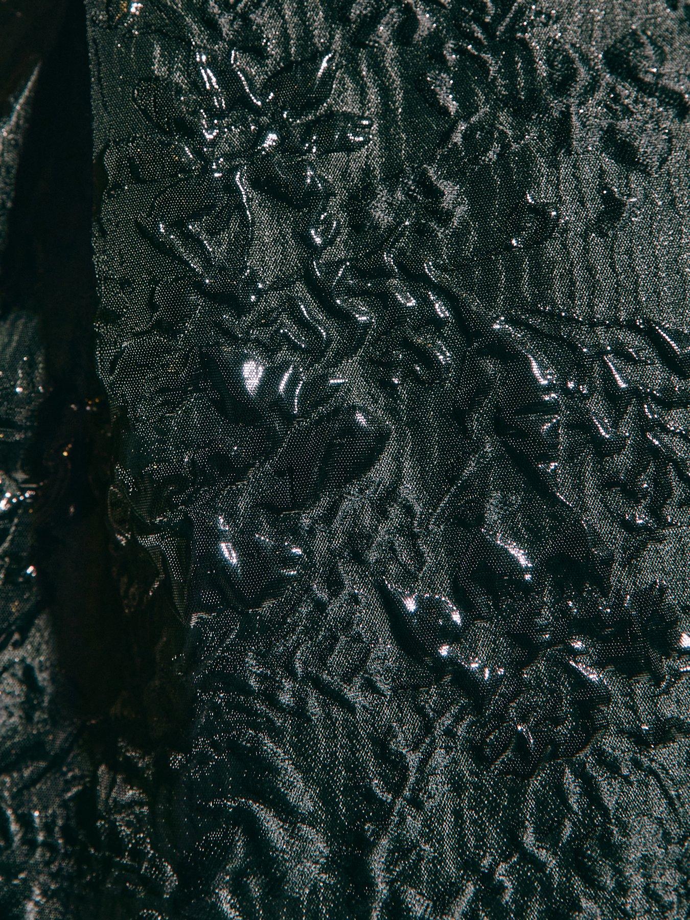 Image 6 of 6 of New Look Floral Jacquard Faux Fur Hem Mini Dress - Black