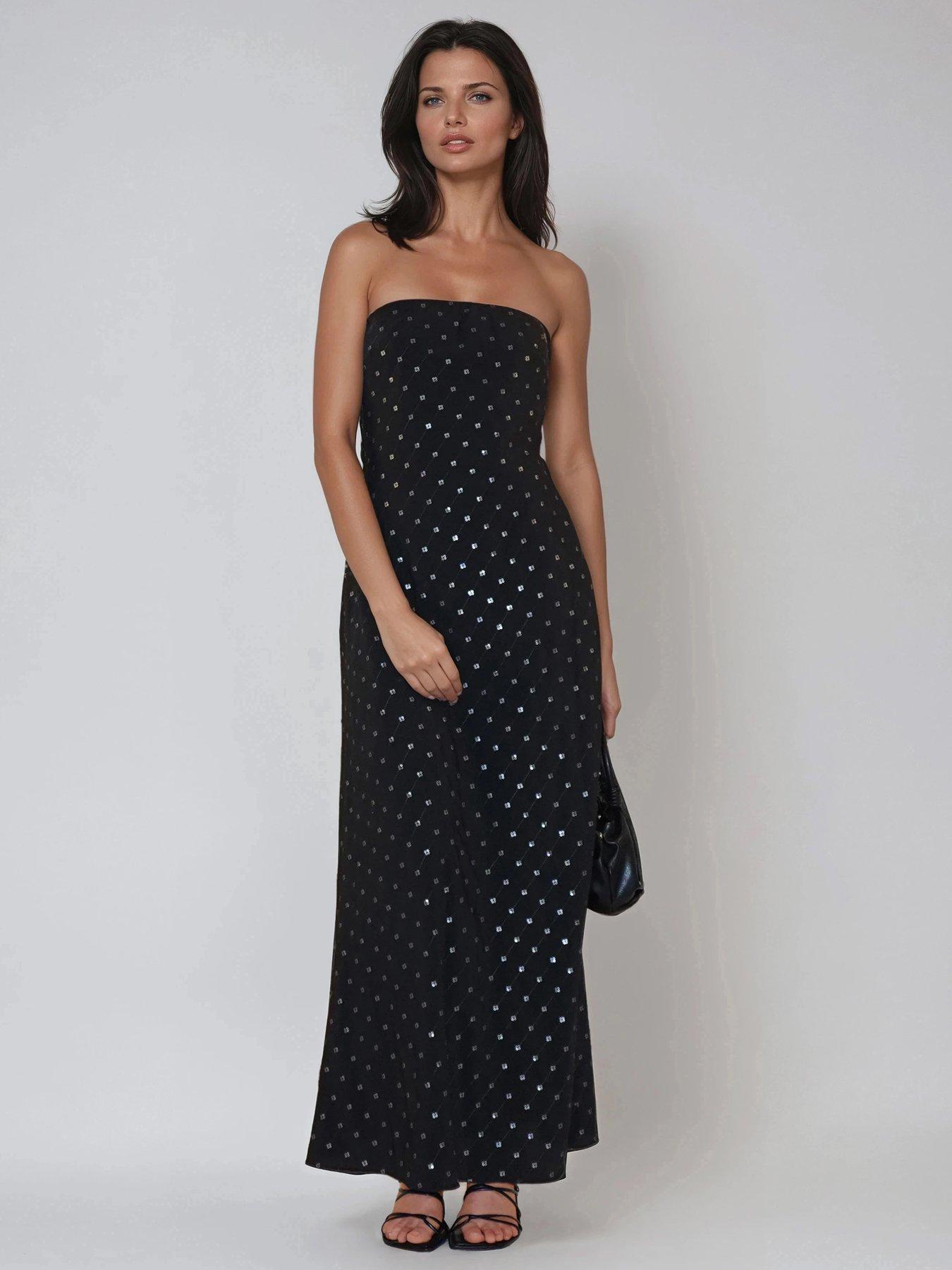  image of religion-embellished-mila-embellished-sequin-maxi-dress-black