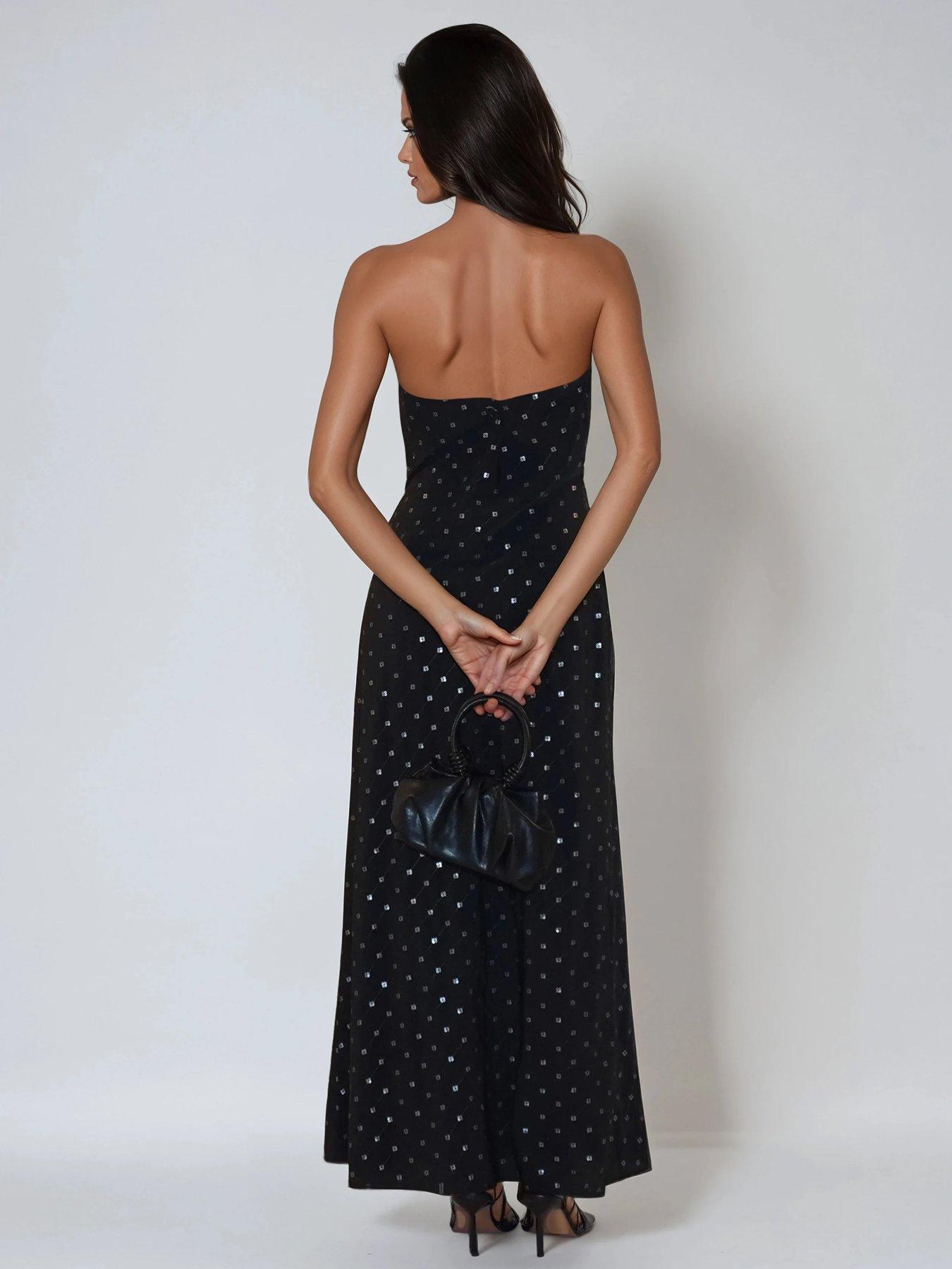  image of religion-embellished-mila-embellished-sequin-maxi-dress-black