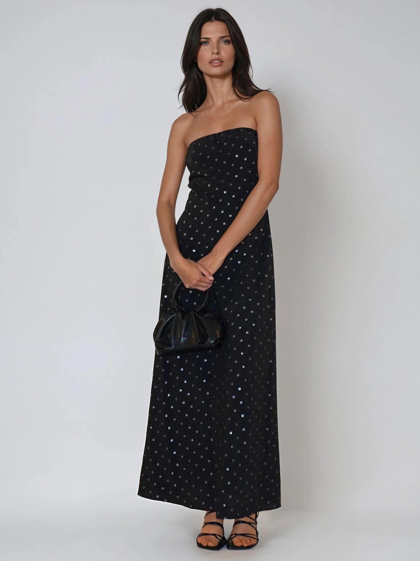  image of religion-embellished-mila-embellished-sequin-maxi-dress-black