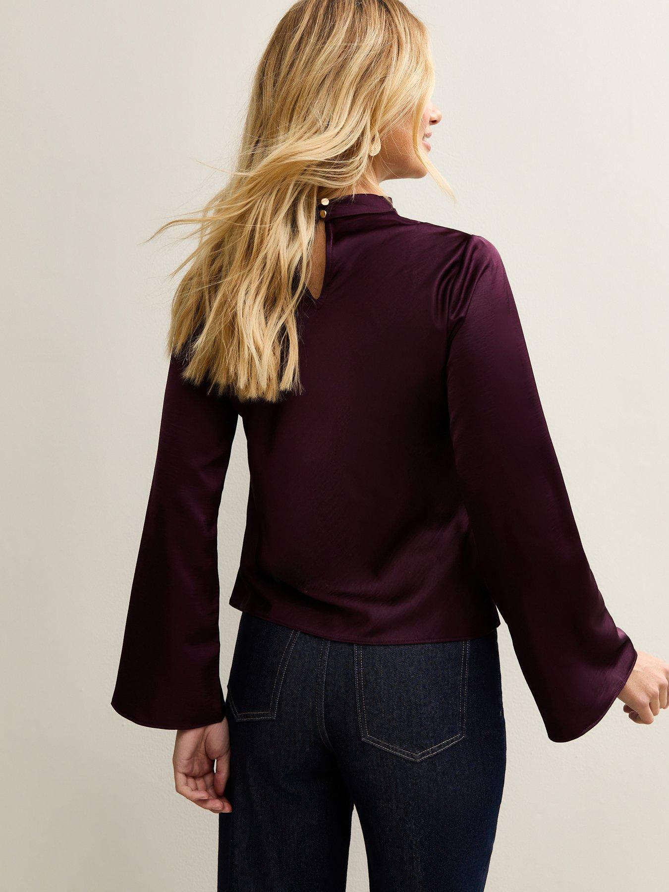 stillFront image of new-look-cowl-neck-long-sleeve-top-burgundy