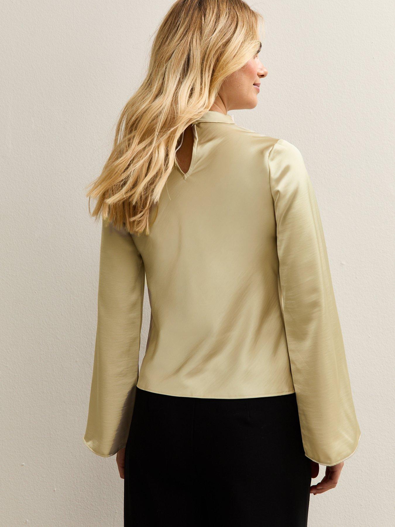 stillFront image of new-look-cowl-neck-long-sleeve-top-beige