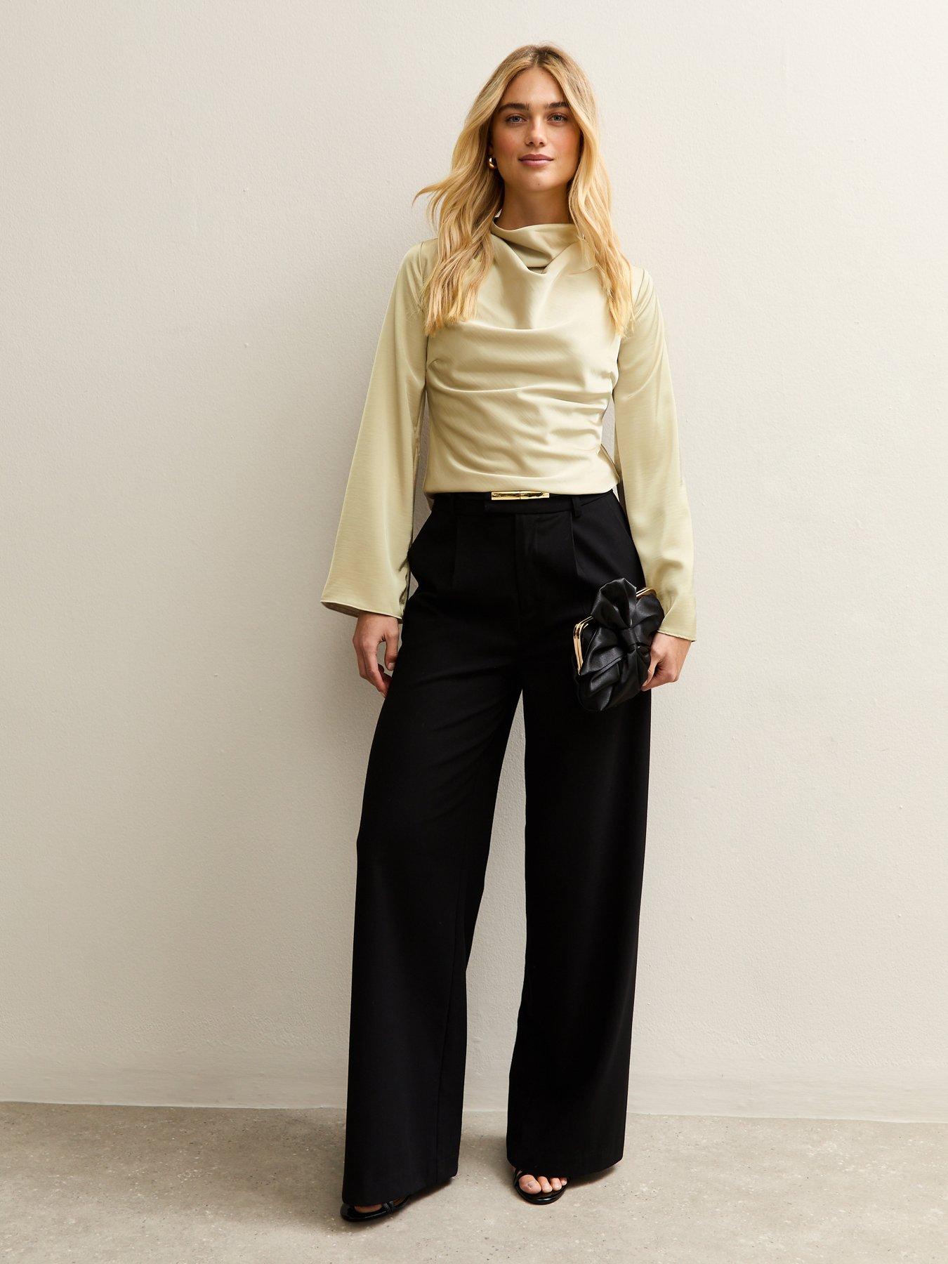  image of new-look-cowl-neck-long-sleeve-top-beige