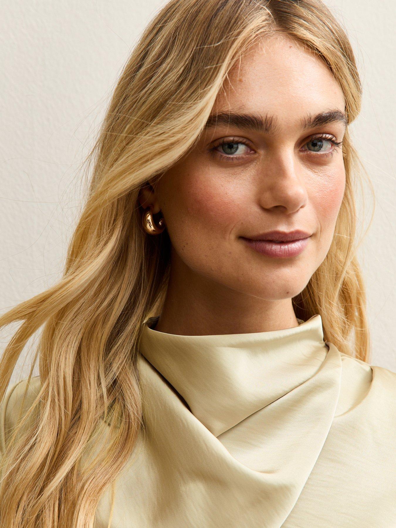  image of new-look-cowl-neck-long-sleeve-top-beige
