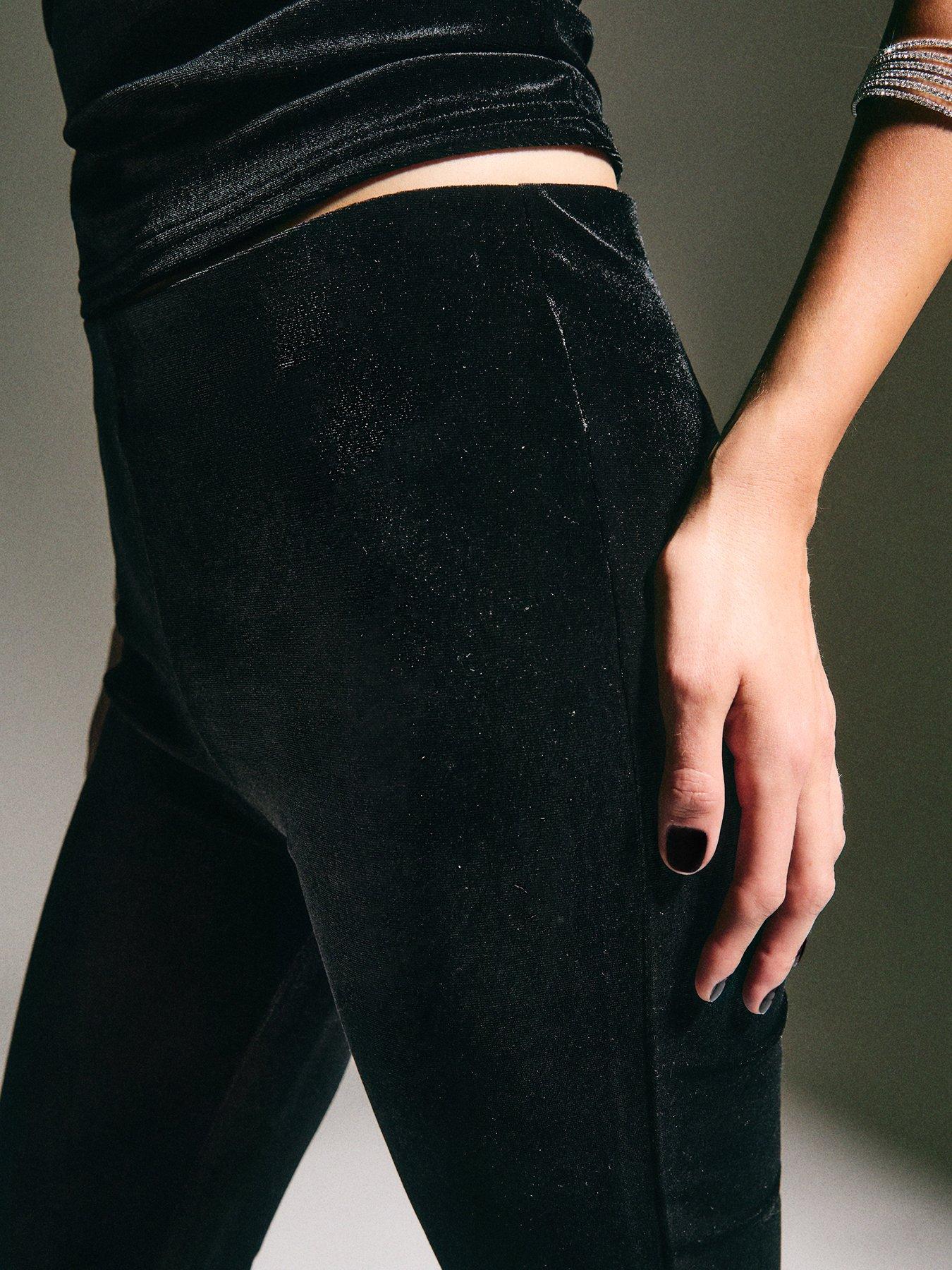  image of new-look-black-velvet-flared-trousers