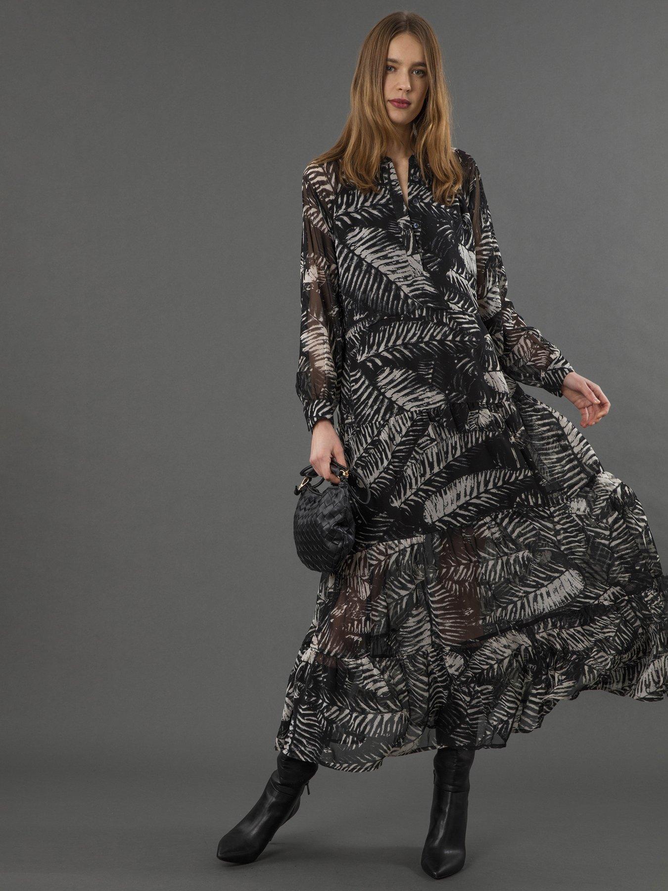  image of religion-loose-zoe-monochrome-floral-maxi-dress-black