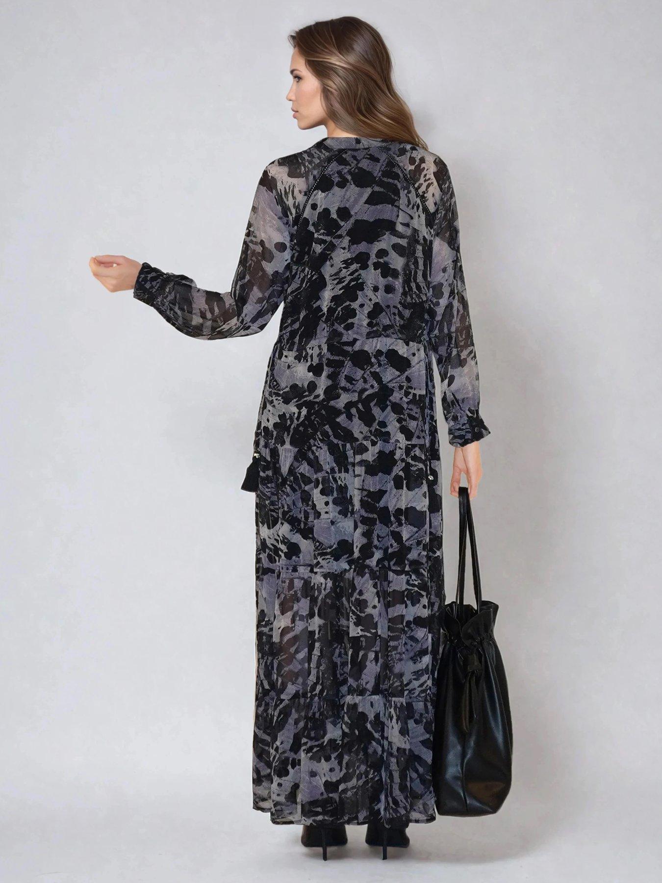 stillFront image of religion-loose-zoe-animal-print-maxi-dress-grey