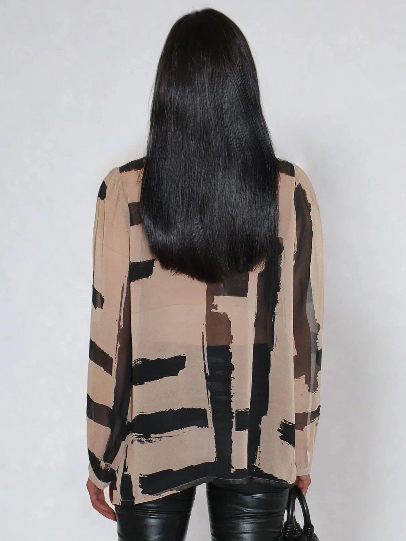 Image 2 of 5 of Religion Carolina Abstract Stripe Frill Collar Shirt - Brown