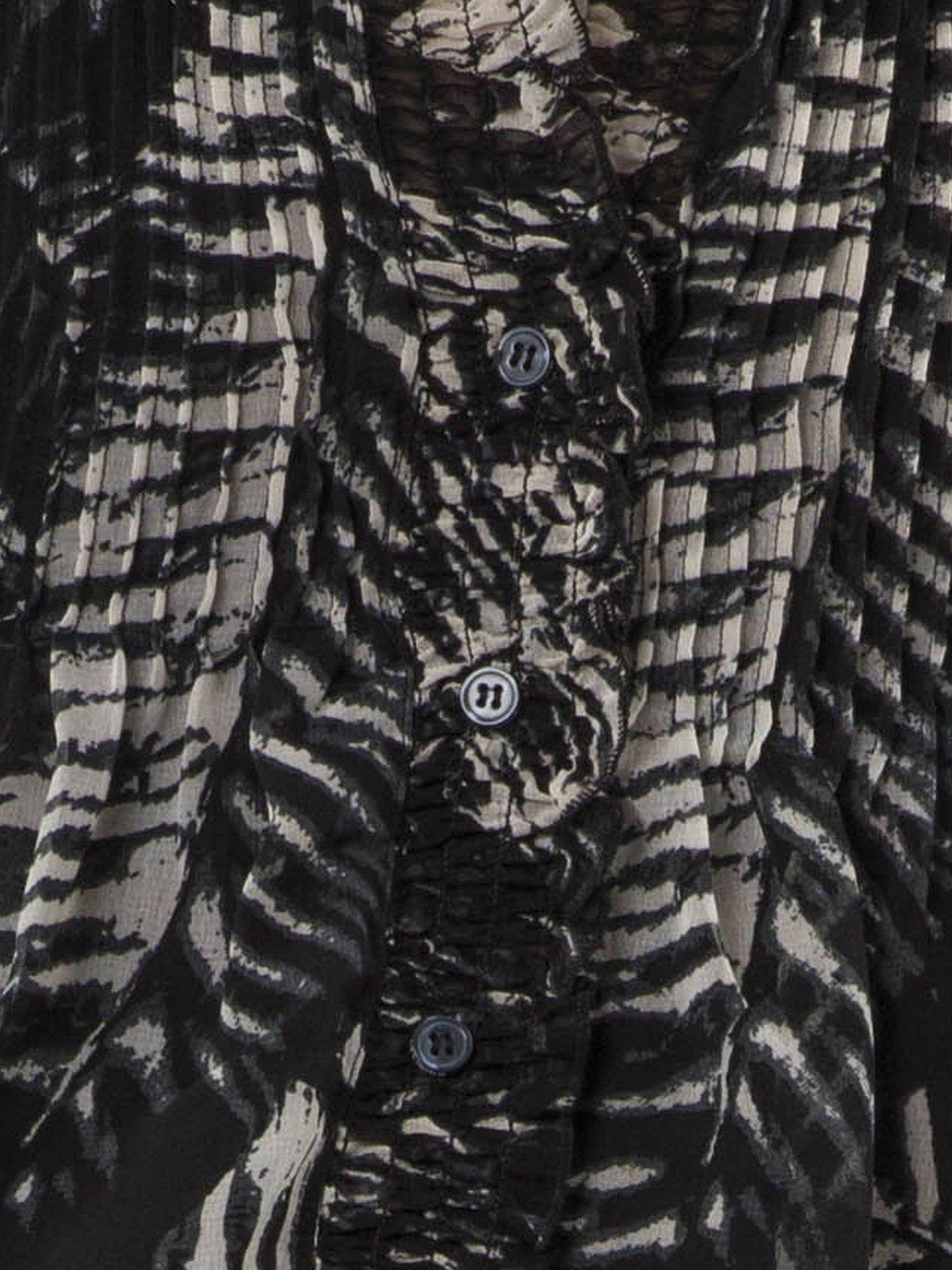  image of religion-carolina-monochrome-frill-collar-shirt-black