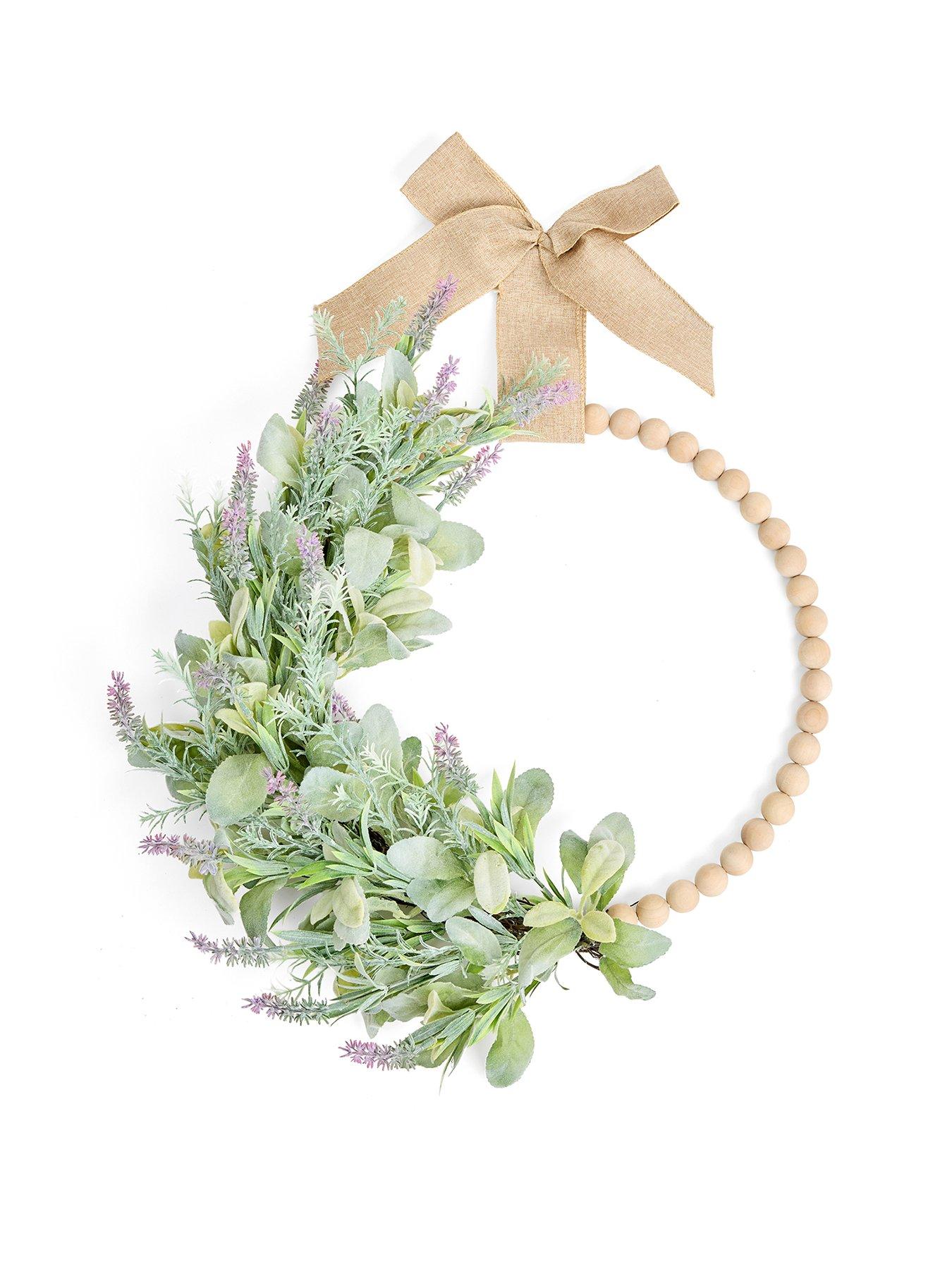 Image 2 of 4 of The Very Collection Wooden Bead Faux Lavender Wreath&nbsp;- 55cm