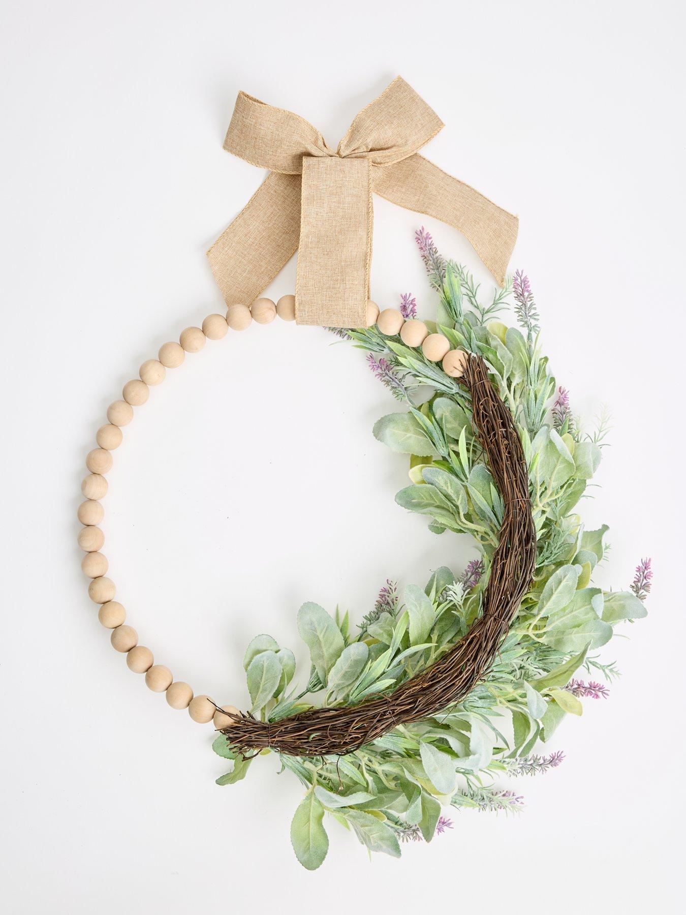 Image 3 of 4 of The Very Collection Wooden Bead Faux Lavender Wreath&nbsp;- 55cm
