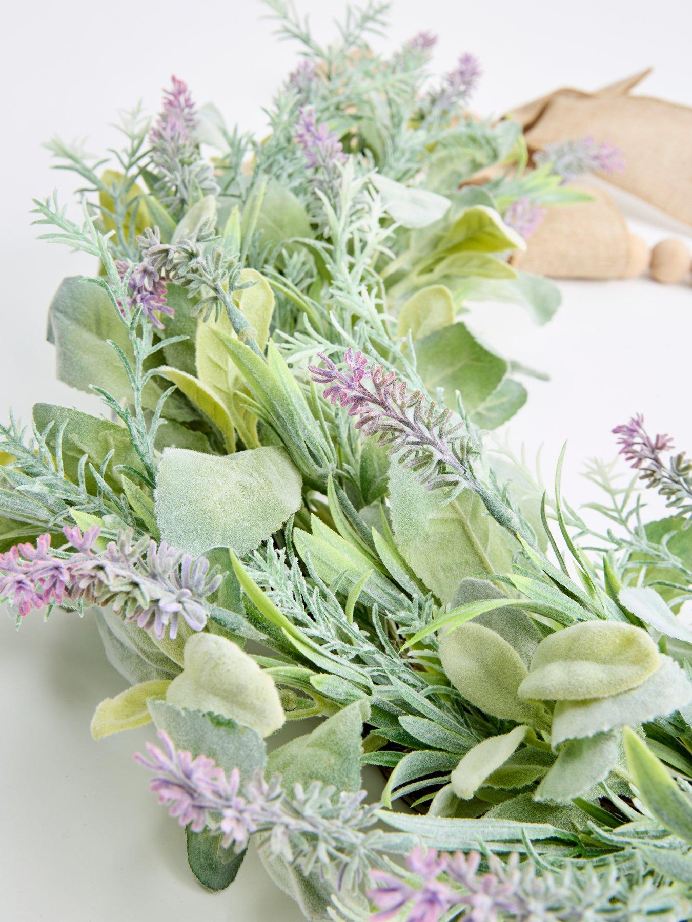 Image 4 of 4 of The Very Collection Wooden Bead Faux Lavender Wreath&nbsp;- 55cm