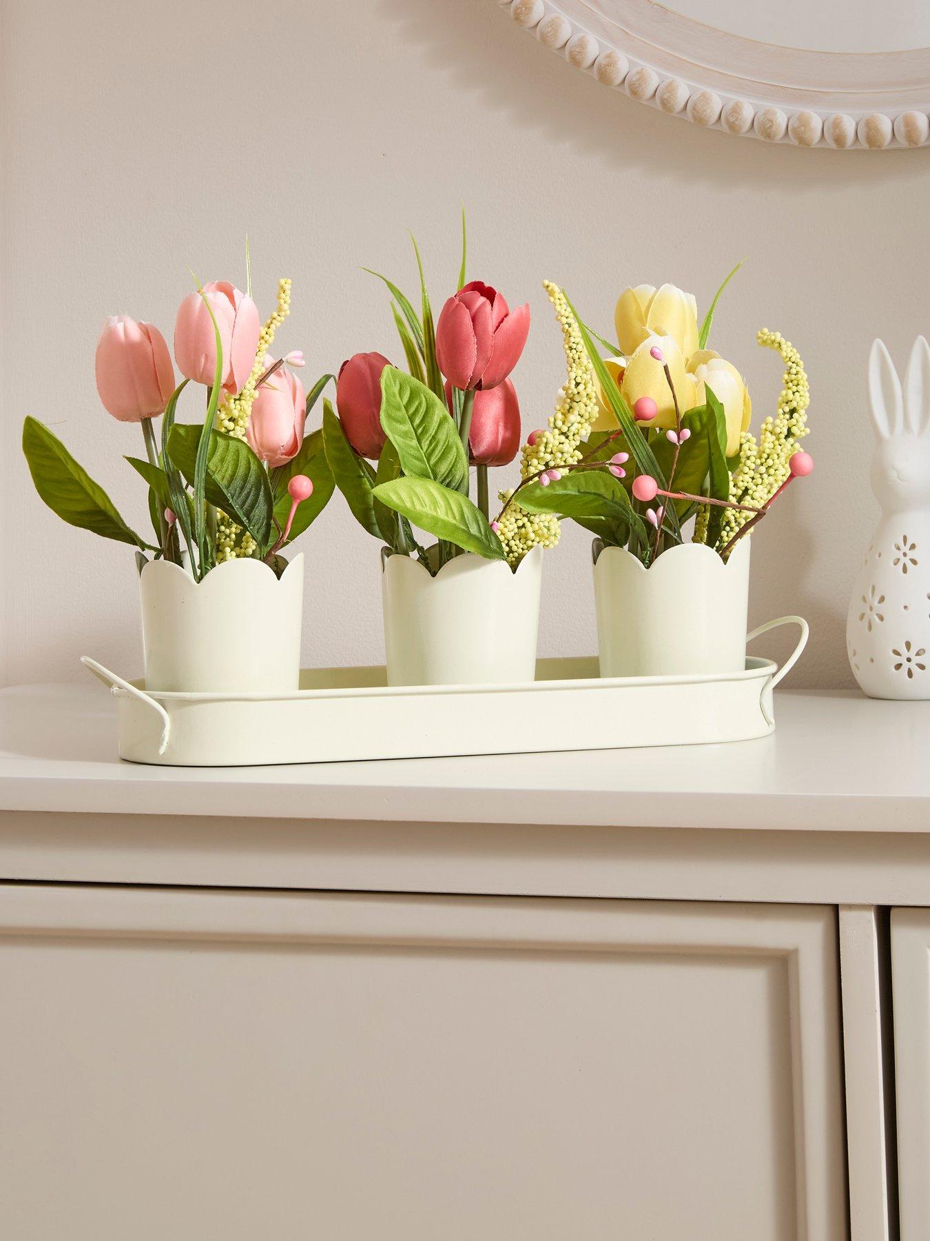 The Very Collection Set 3 Faux Tulips in Pots