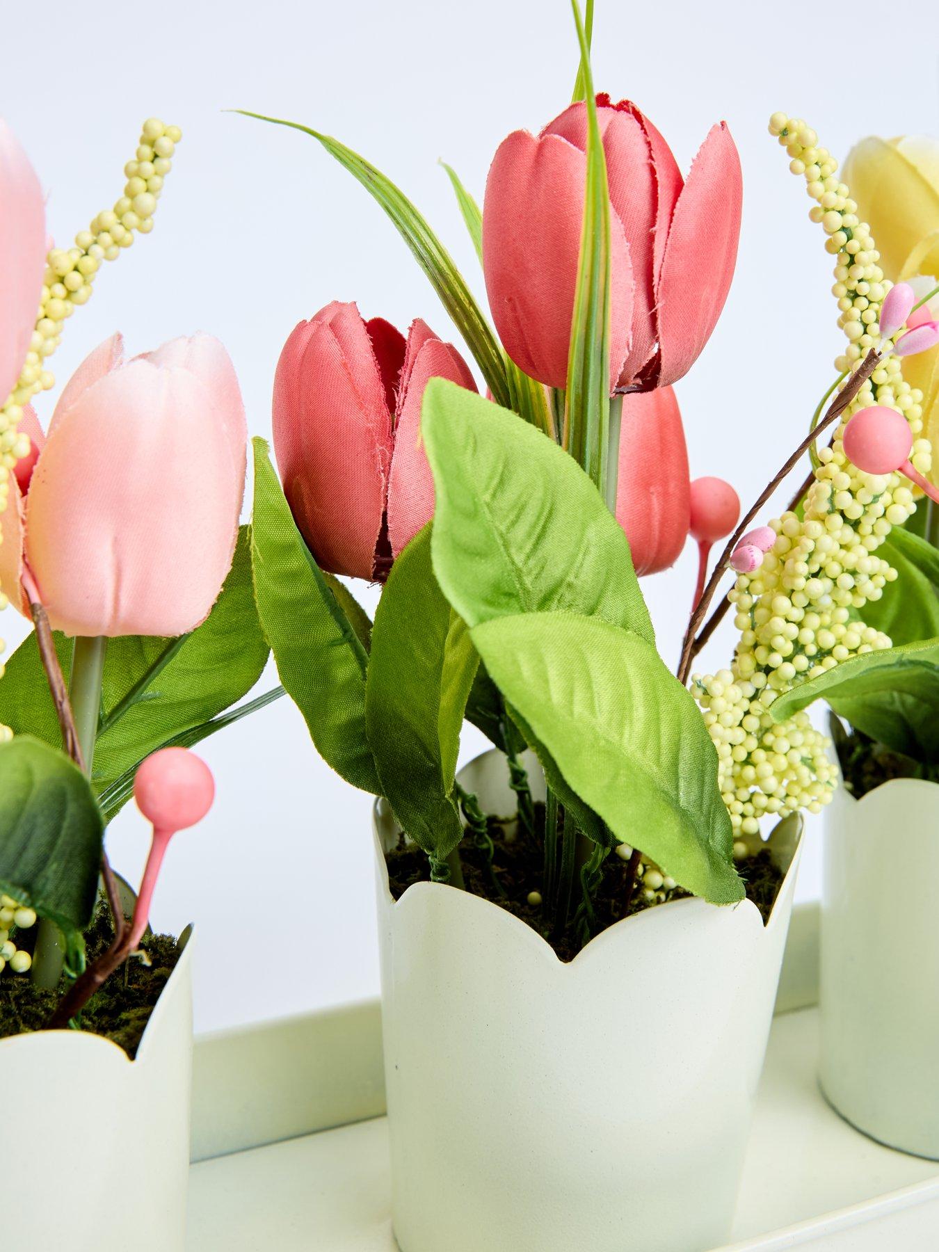 Image 4 of 4 of The Very Collection Set 3 Faux Tulips in Pots
