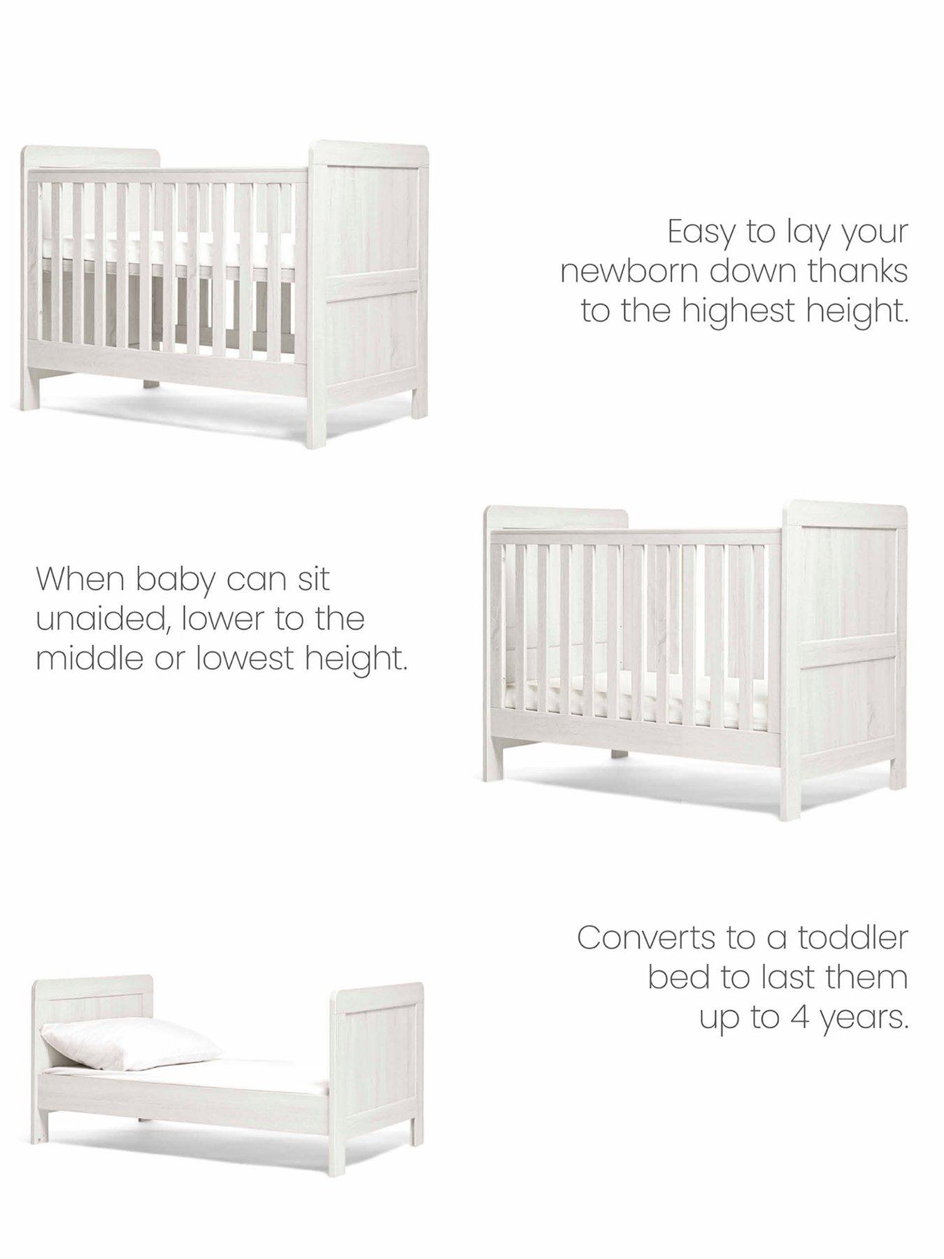 undefined Atlas Convertible Cot Set (Convertible Cot & Dresser) - White