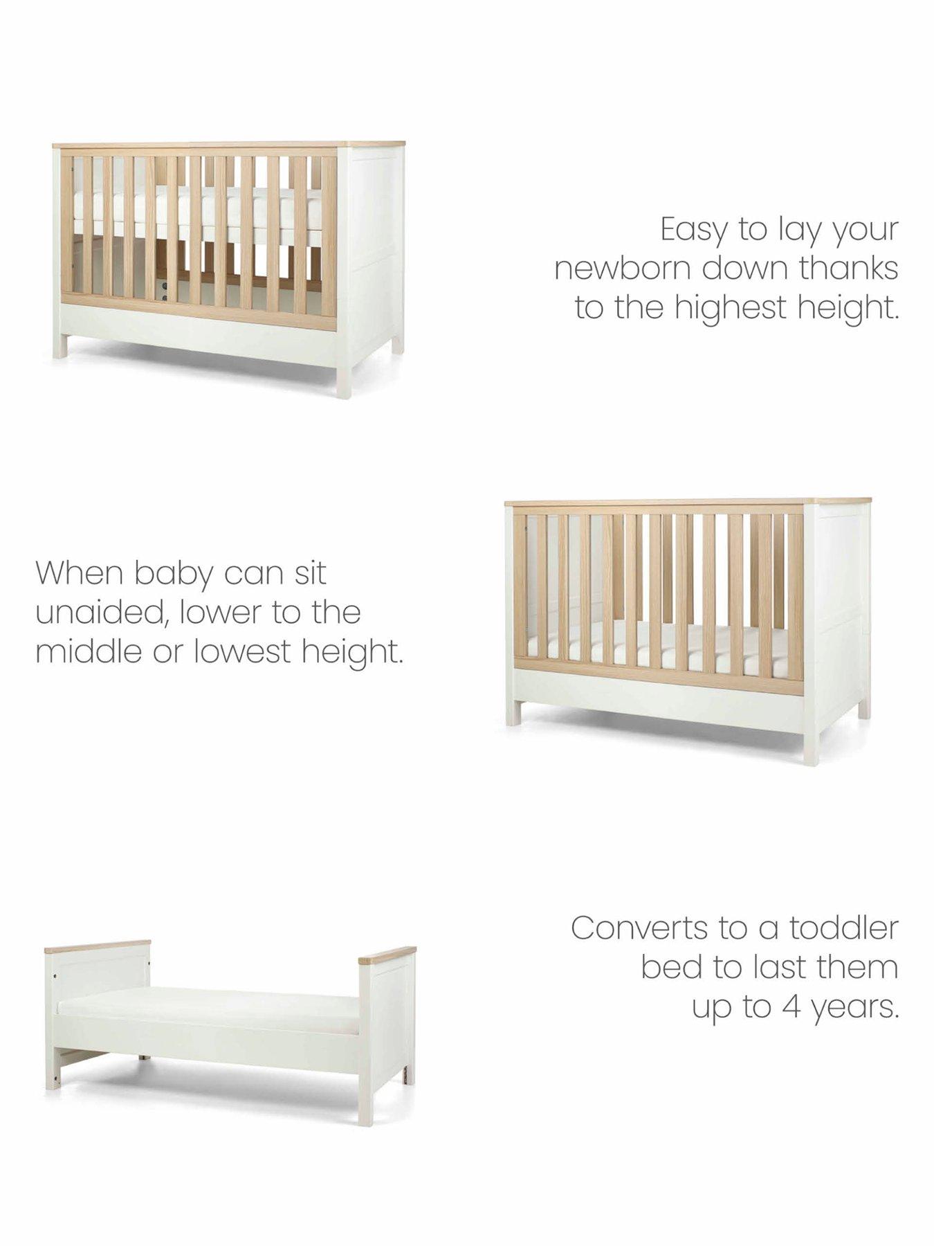 Mamas & Papas Harwell Small Cotbed Set (Small Cotbed  &  Dresser) White Natura