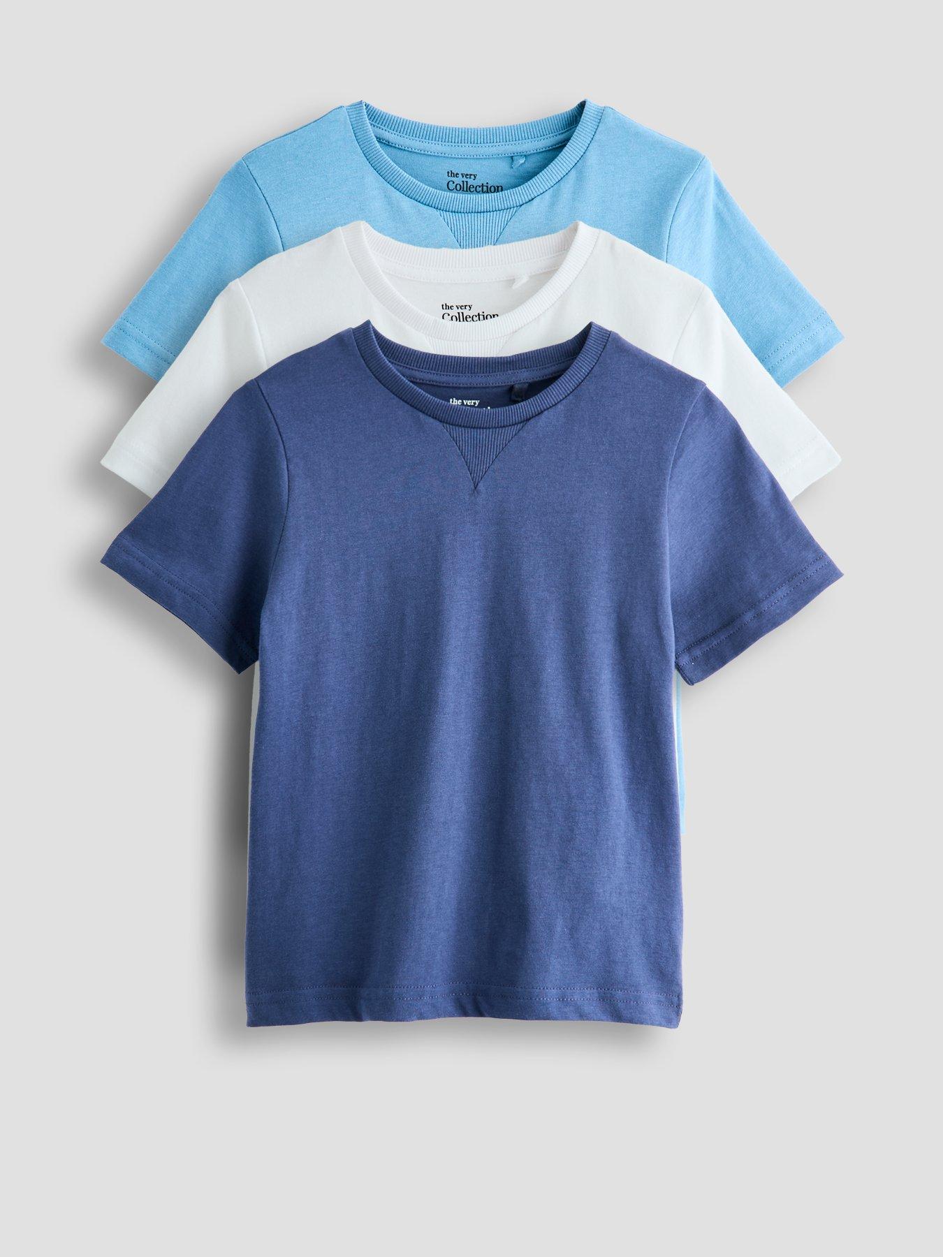 Image 1 of 4 of The Very Collection Boys Short Sleeve 3 Pack Dropped Shoulder Tshirt - Multi