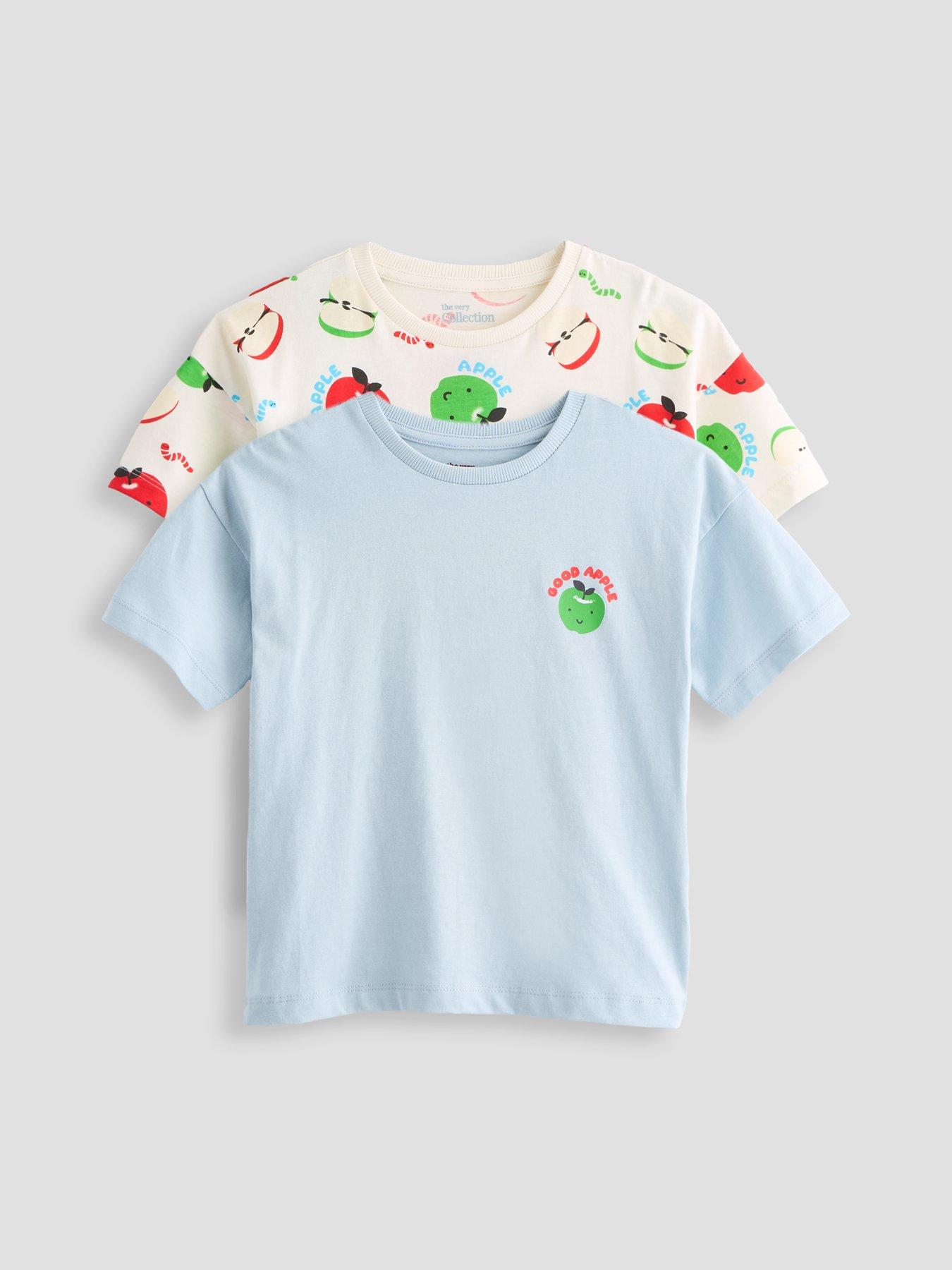 Image 1 of 5 of The Very Collection Boys 2 Pack Fruit Print Short Sleeve Tshirts - Blue