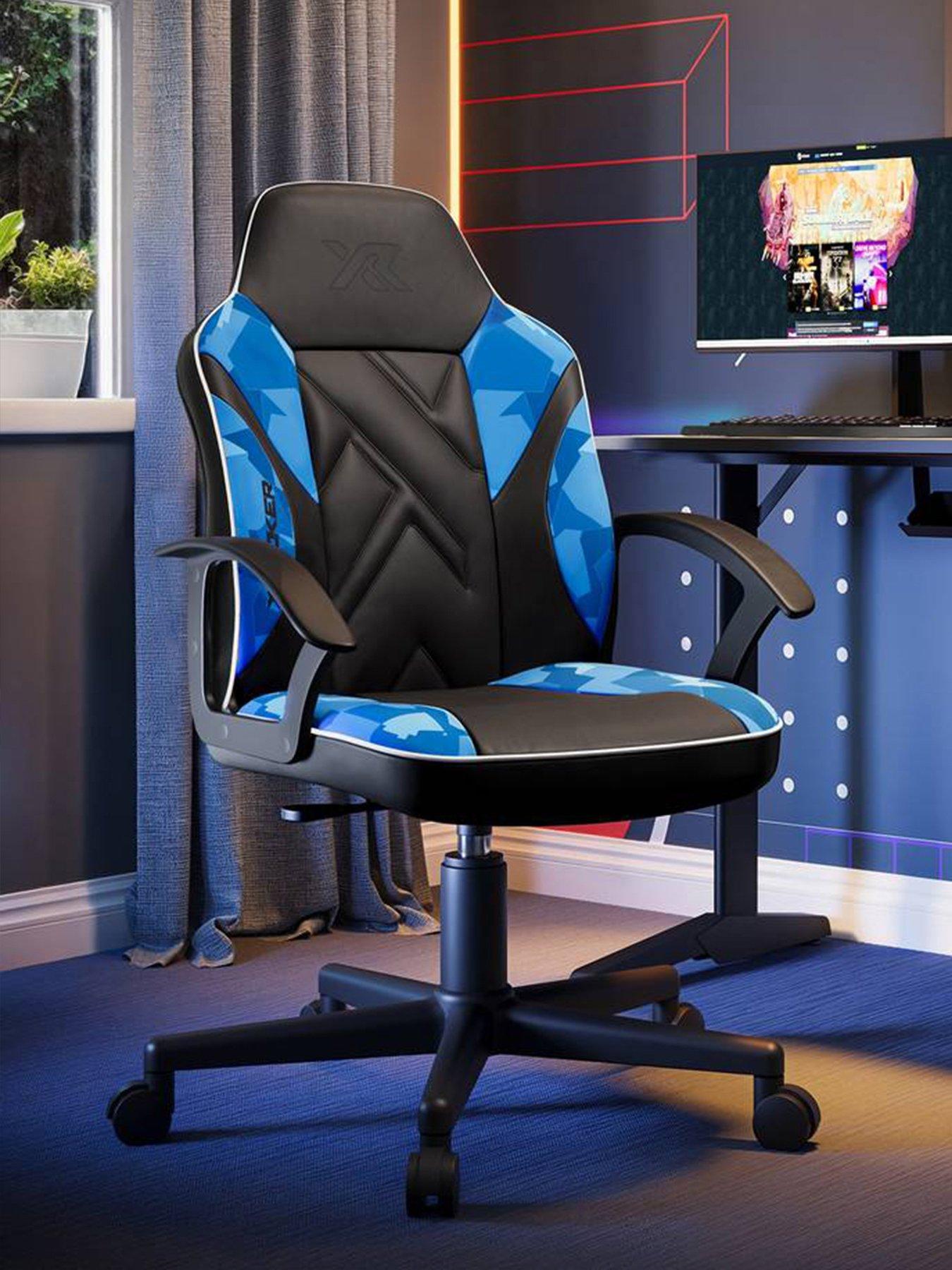 Image 1 of 7 of X Rocker Exclusive Saturn Ergonomic PC Office Gaming Chair - Blue Camo
