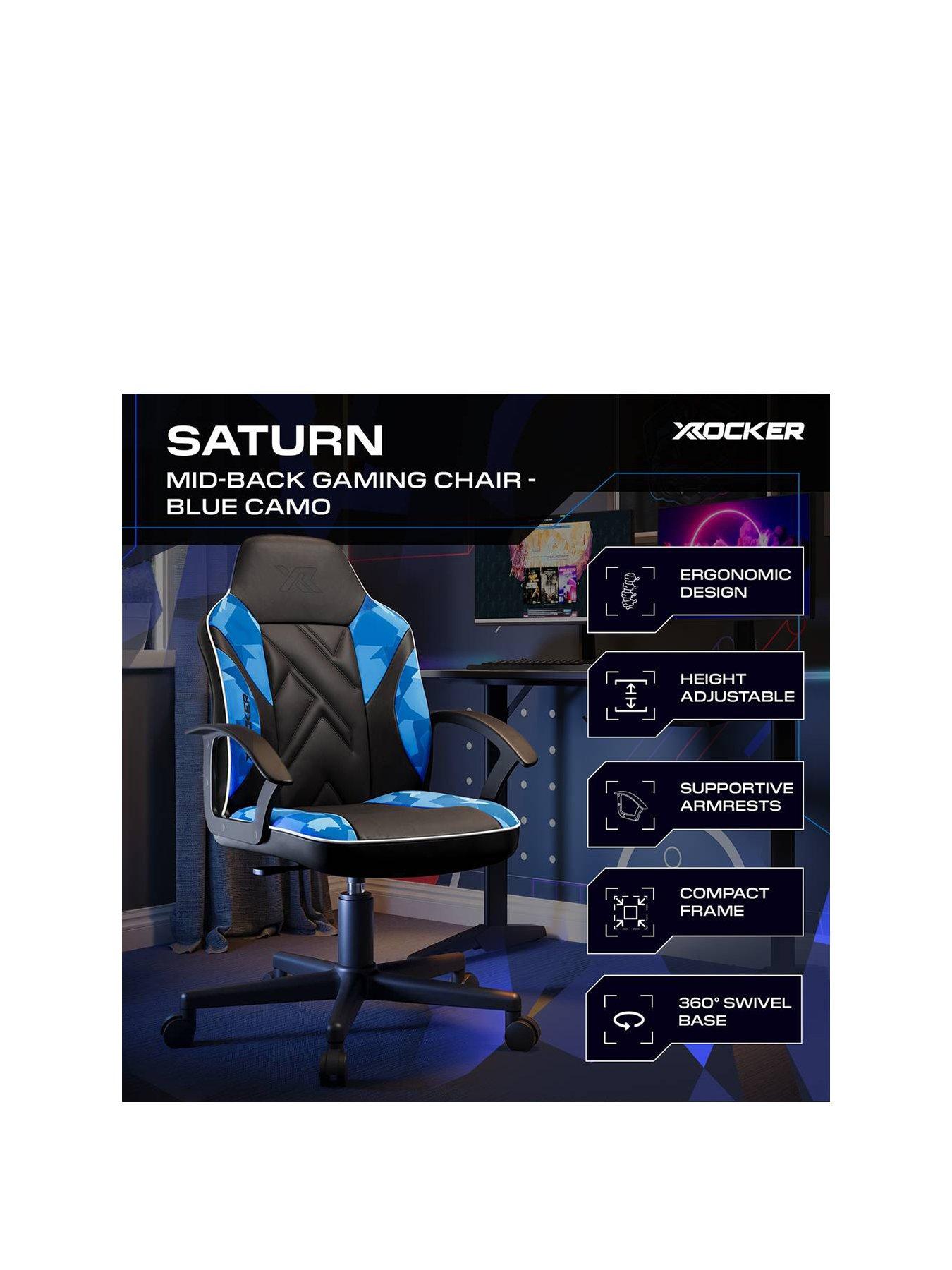 Image 2 of 7 of X Rocker Exclusive Saturn Ergonomic PC Office Gaming Chair - Blue Camo