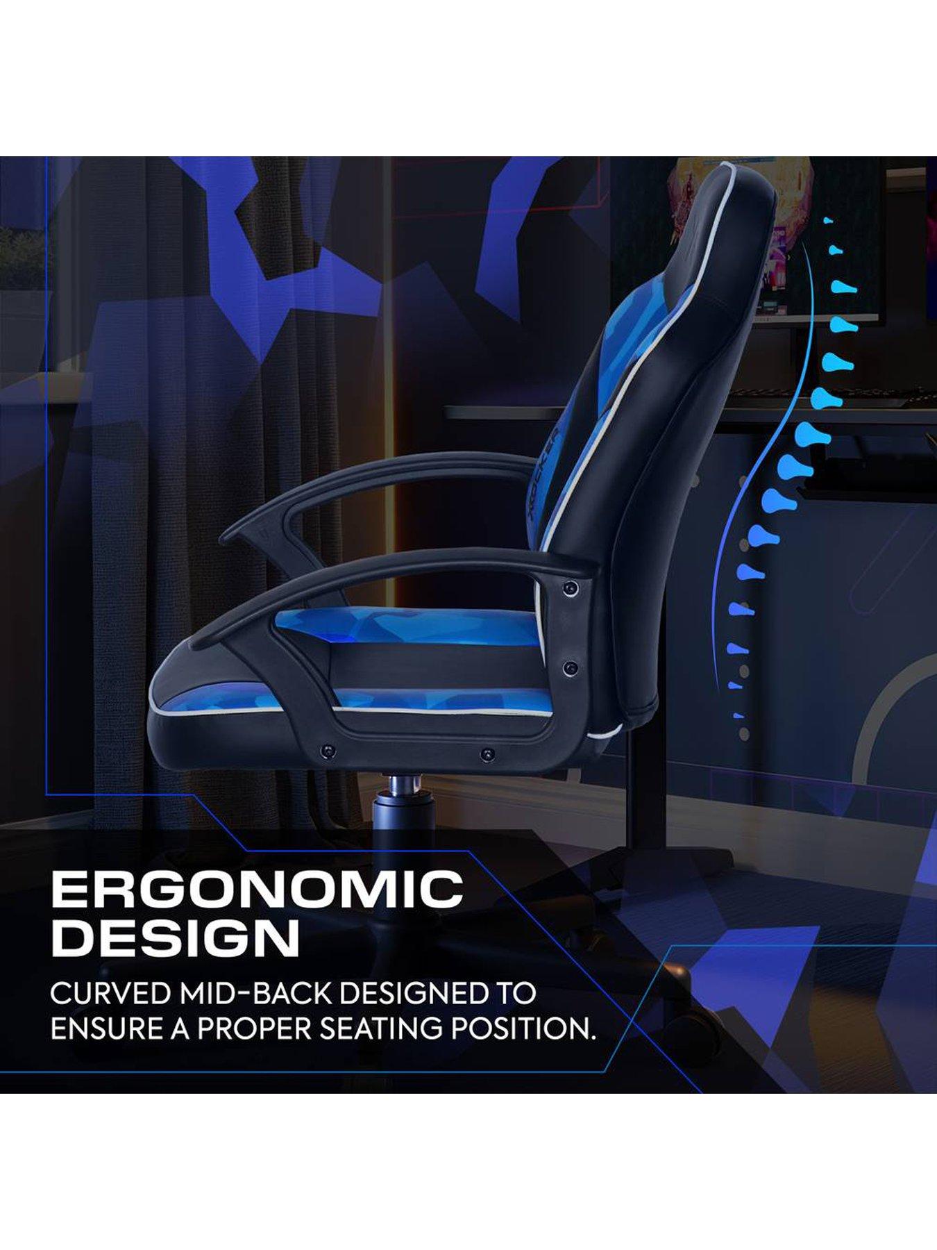 Image 3 of 7 of X Rocker Exclusive Saturn Ergonomic PC Office Gaming Chair - Blue Camo