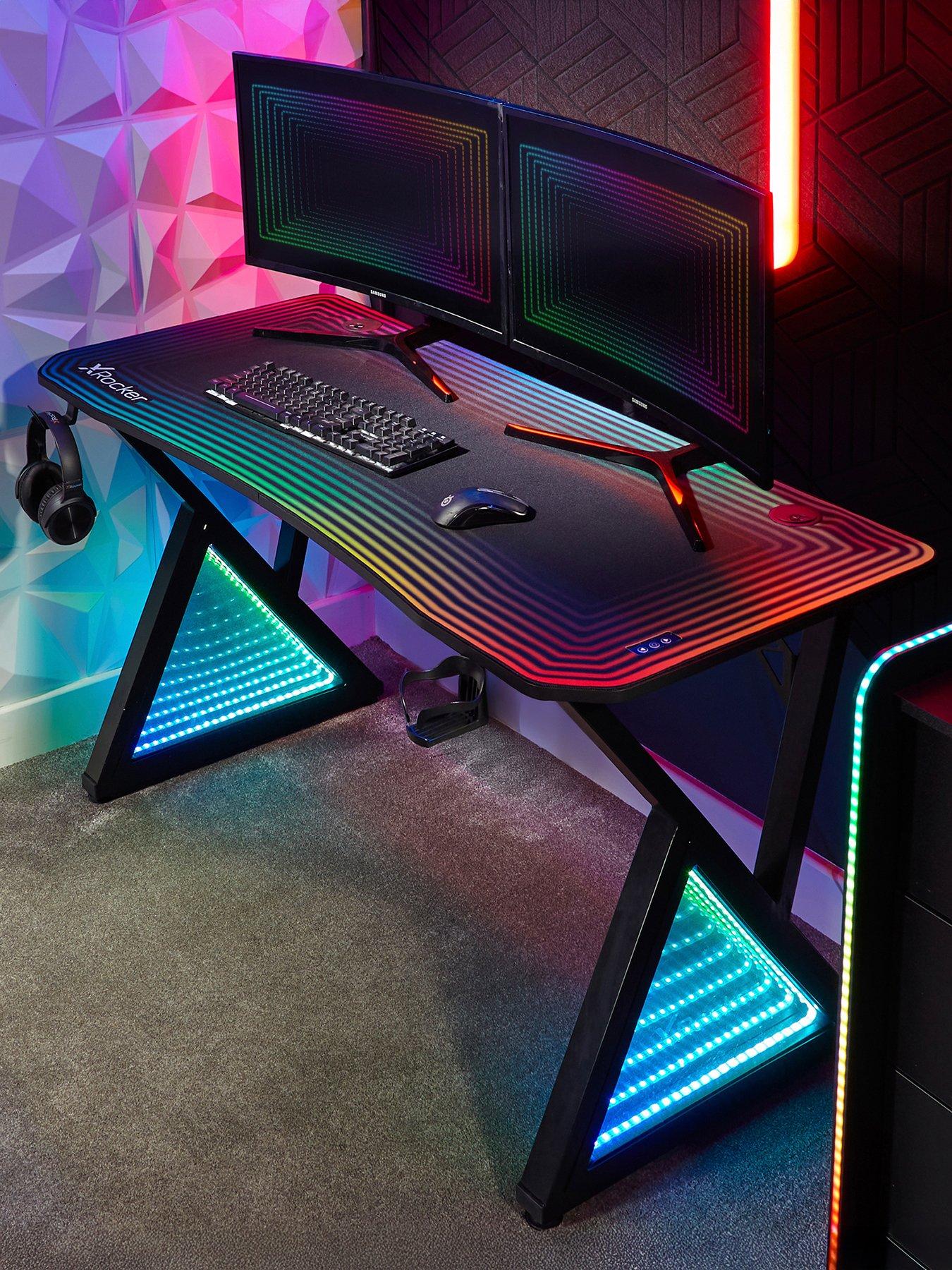 X Rocker Infinity RGB 140cm App-Controlled LED Gaming Desk with Full Mousepad - Carbon Black