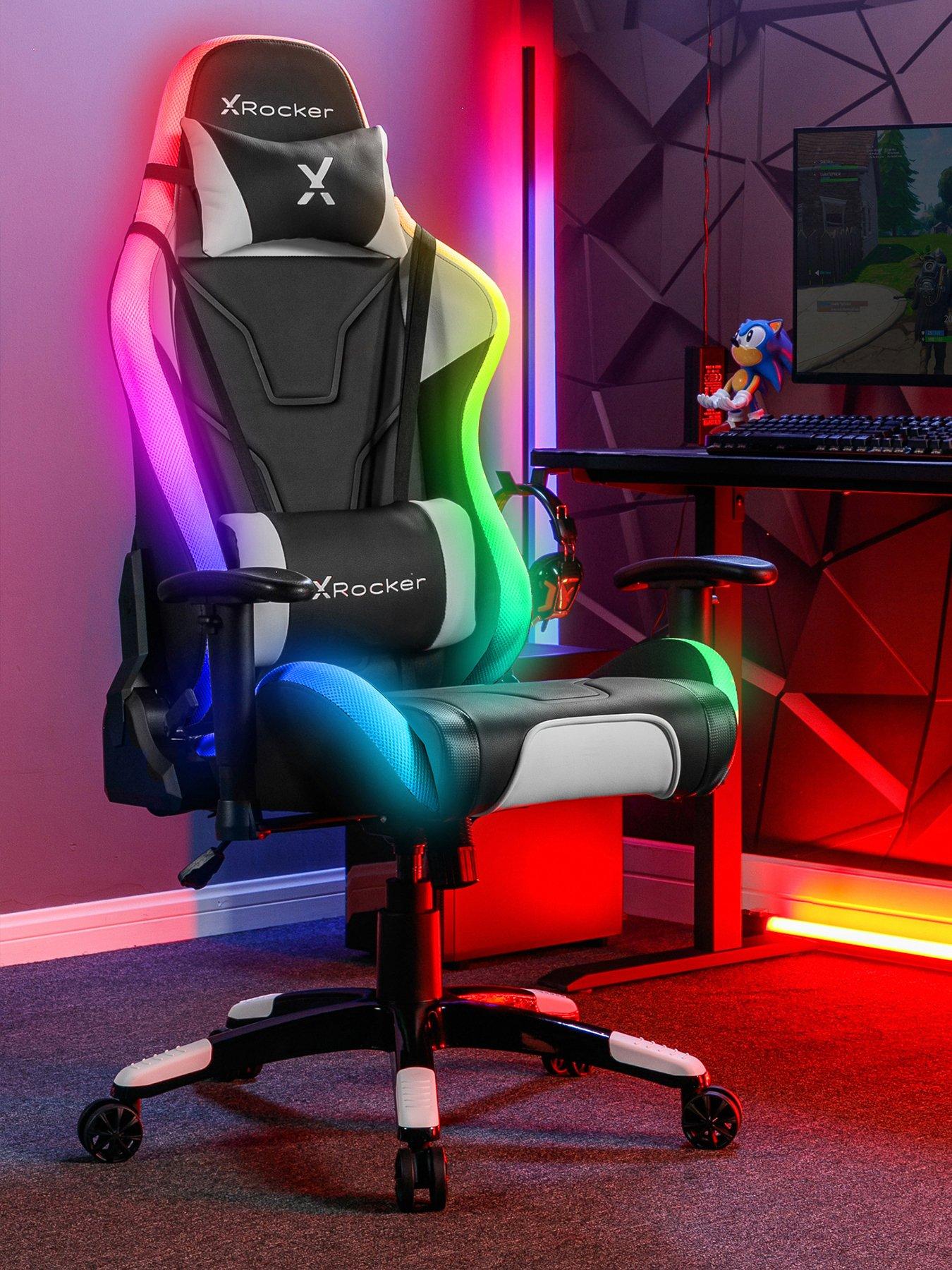 X Rocker Agility RGB eSport Ergonomic Gaming Chair with App-Controlled LEDs - Black