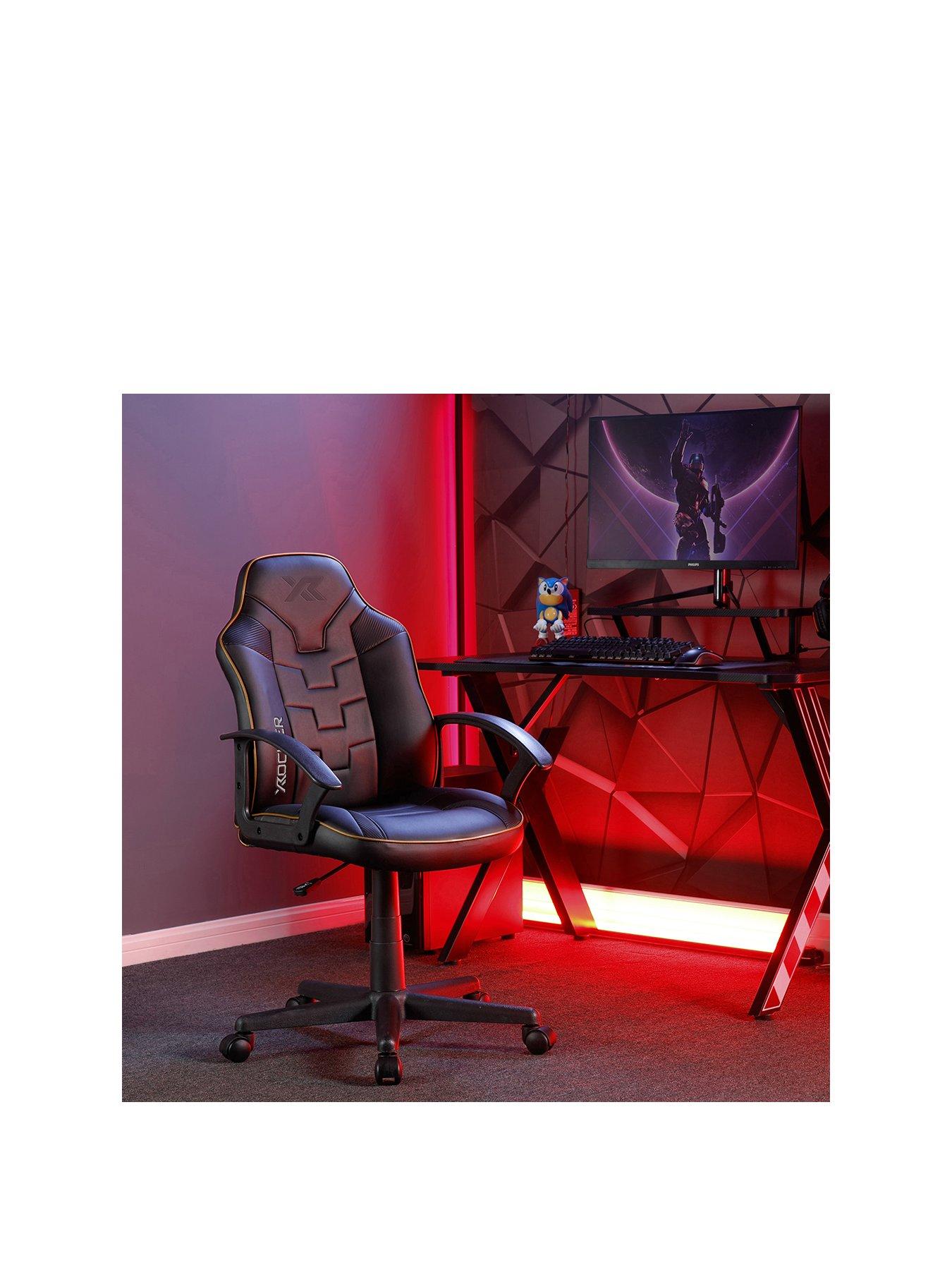 Image 2 of 7 of X Rocker Gaming Bundle Panther RGB LED Desk and Saturn Mid-Back Office Gaming Chair - Gold