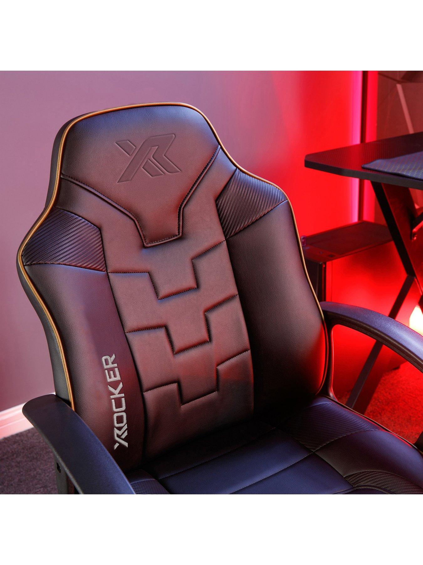 Image 4 of 7 of X Rocker Gaming Bundle Panther RGB LED Desk and Saturn Mid-Back Office Gaming Chair - Gold