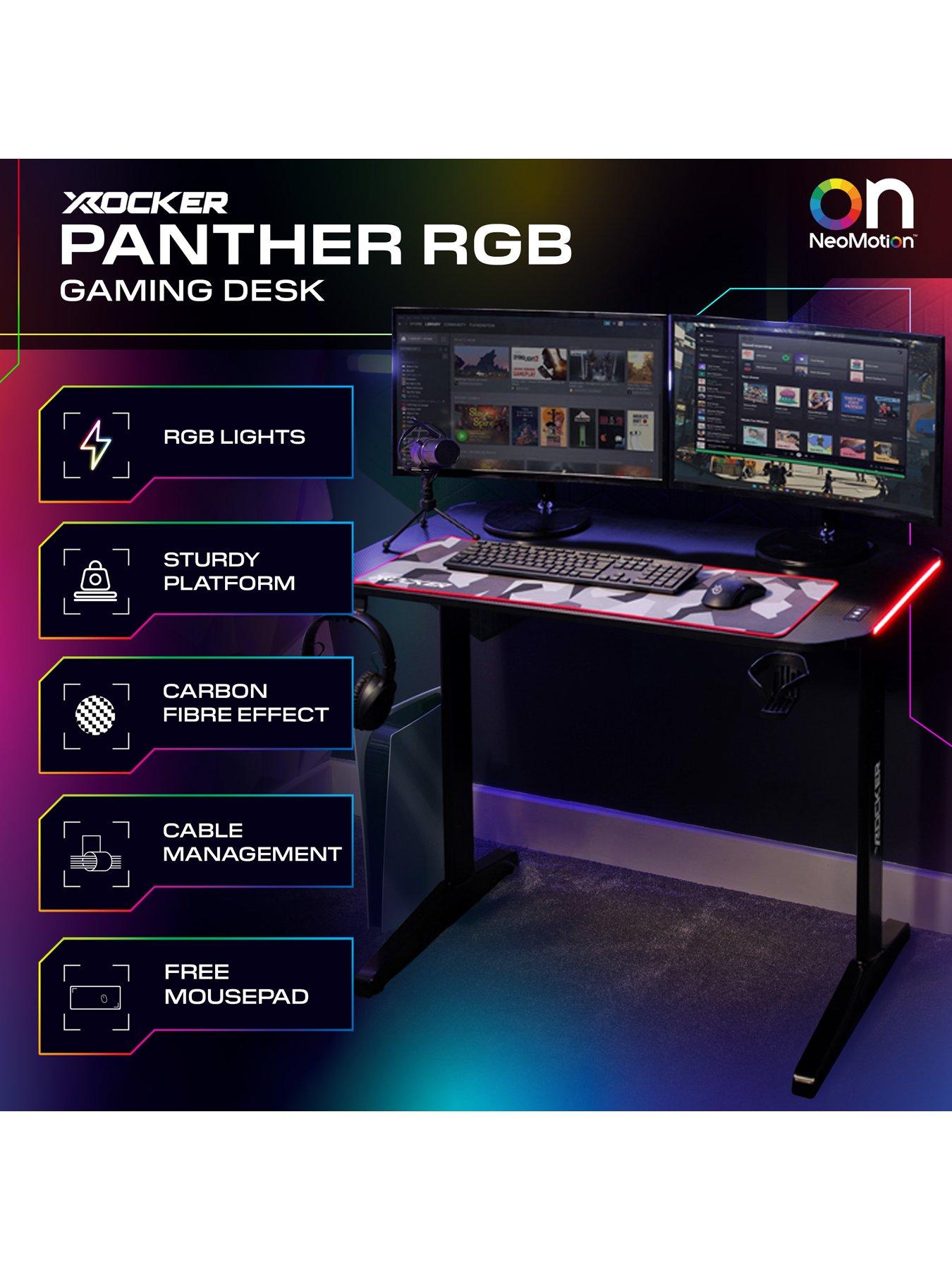  image of x-rocker-gaming-bundle--nbsppanther-rgb-led-desk-and-saturn-mid-back-office-gaming-chair-blue-camo
