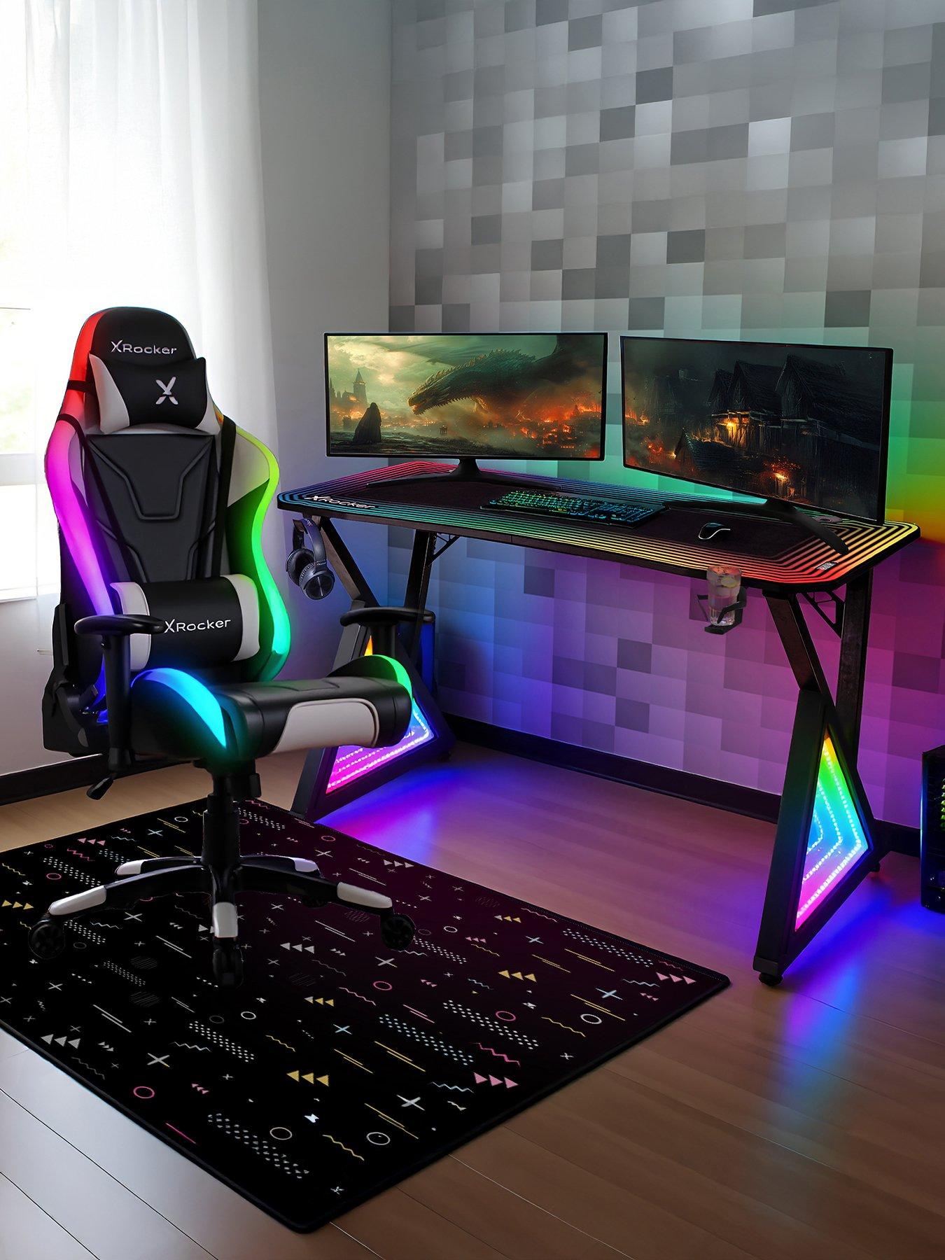 X Rocker Gaming Bundle - Infinity RGB Desk and Agility Esport RGB Office Gaming Chair