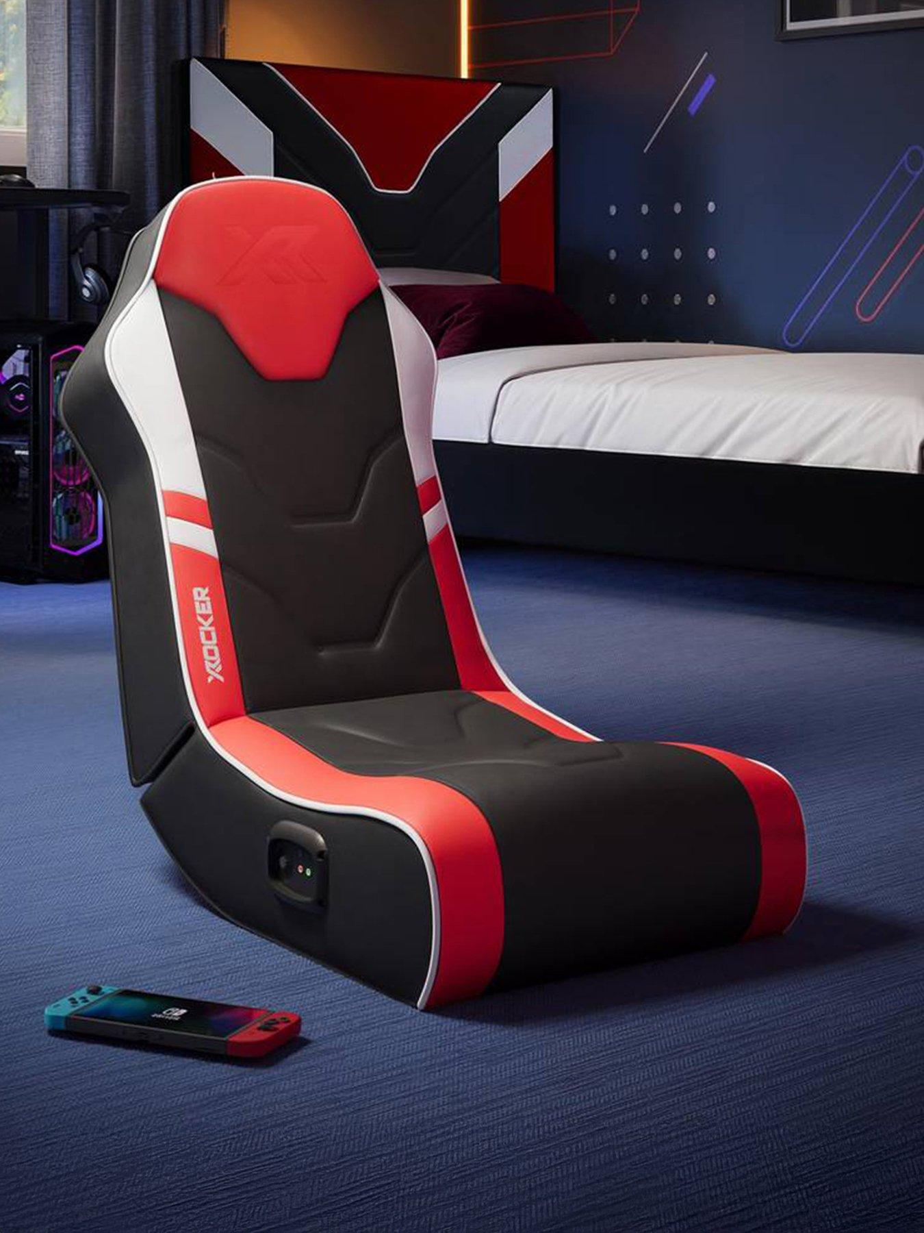  image of x-rocker-shadow-20-audio-floor-rocker-gaming-chair-for-kids-red-black